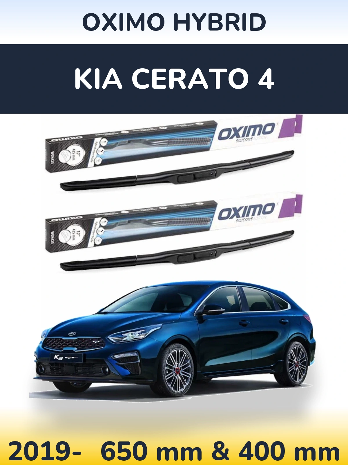 Komplet przednich wycieraczek Oximo Hybrid 650 & 400 mm do KIA Cerato 4 2019-2026