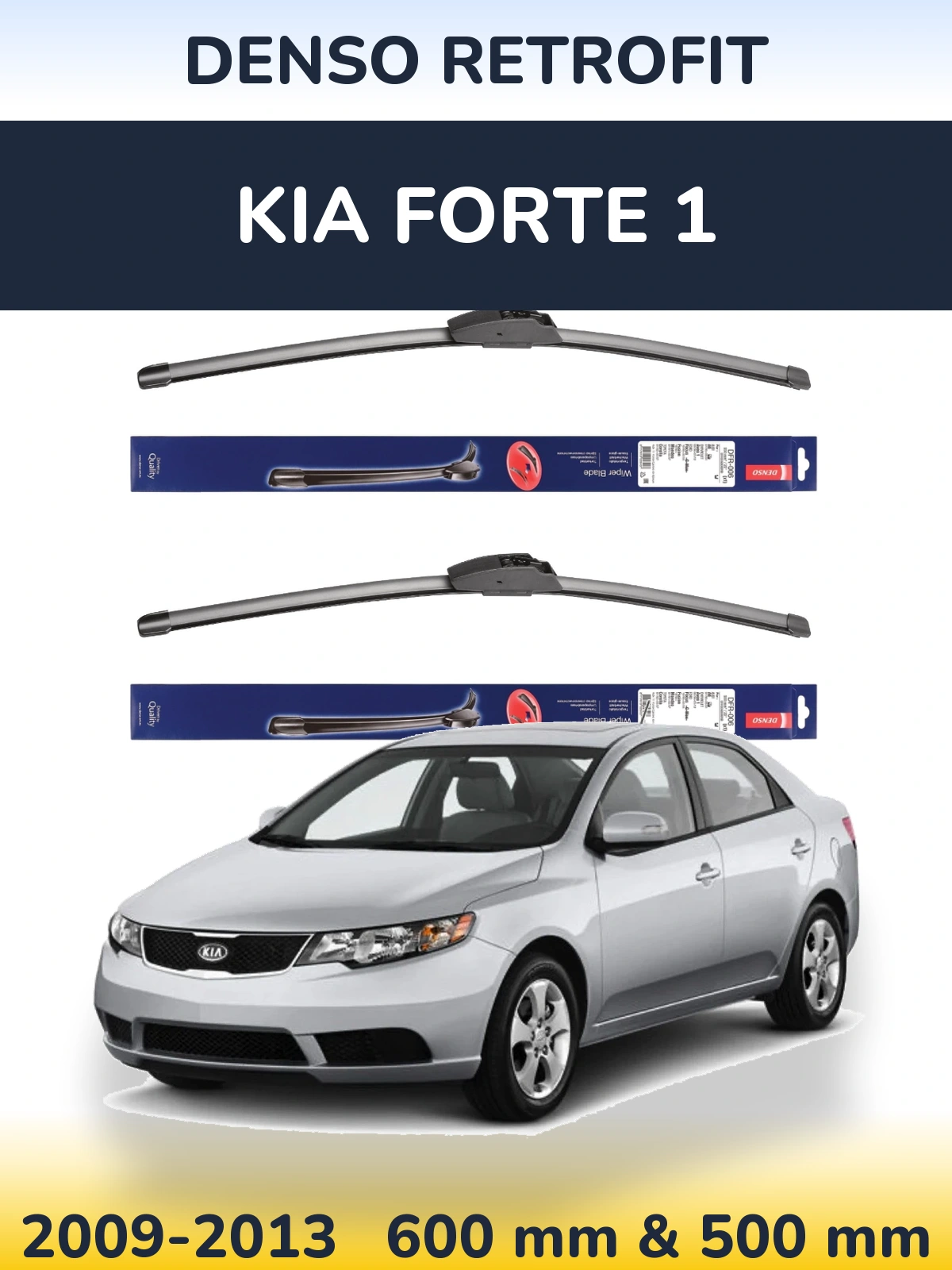 Комплект передніх щіток Denso Retrofit 600 & 500 мм для KIA Forte 1 2009-2013