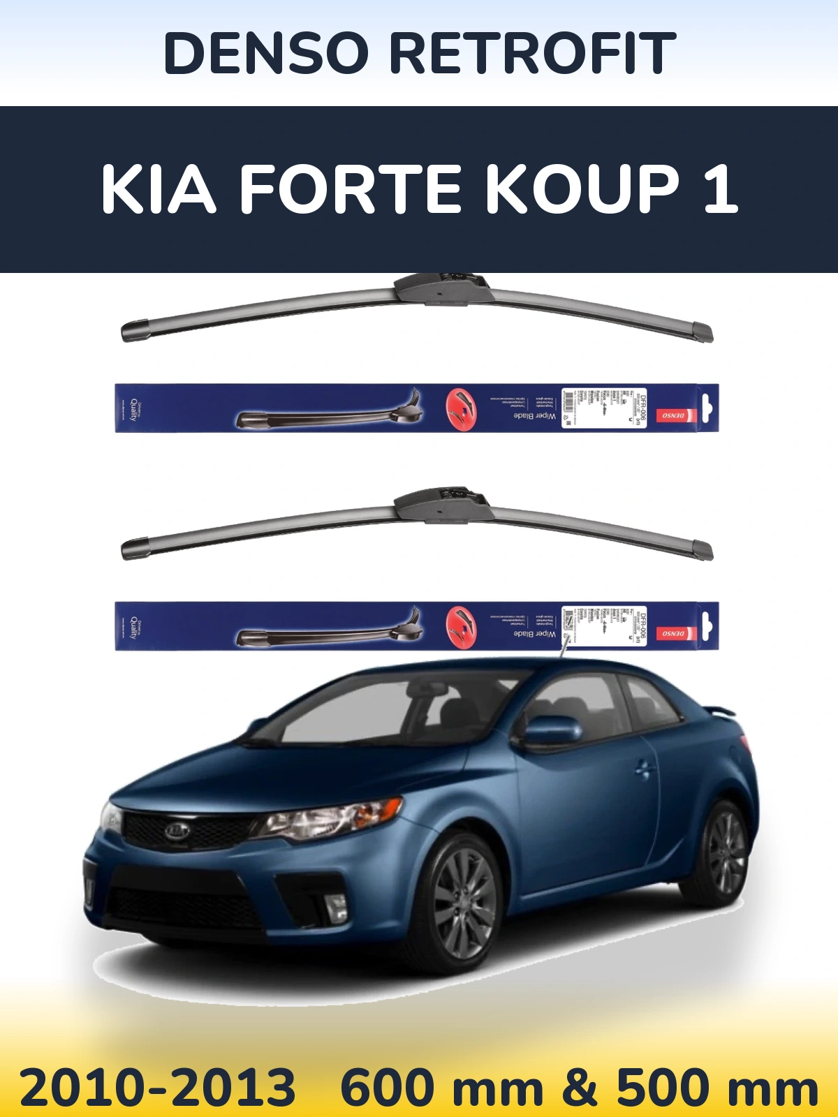 Комплект передних дворников Denso Retrofit 600 & 500 мм для KIA Forte Koup 1 2010-2013