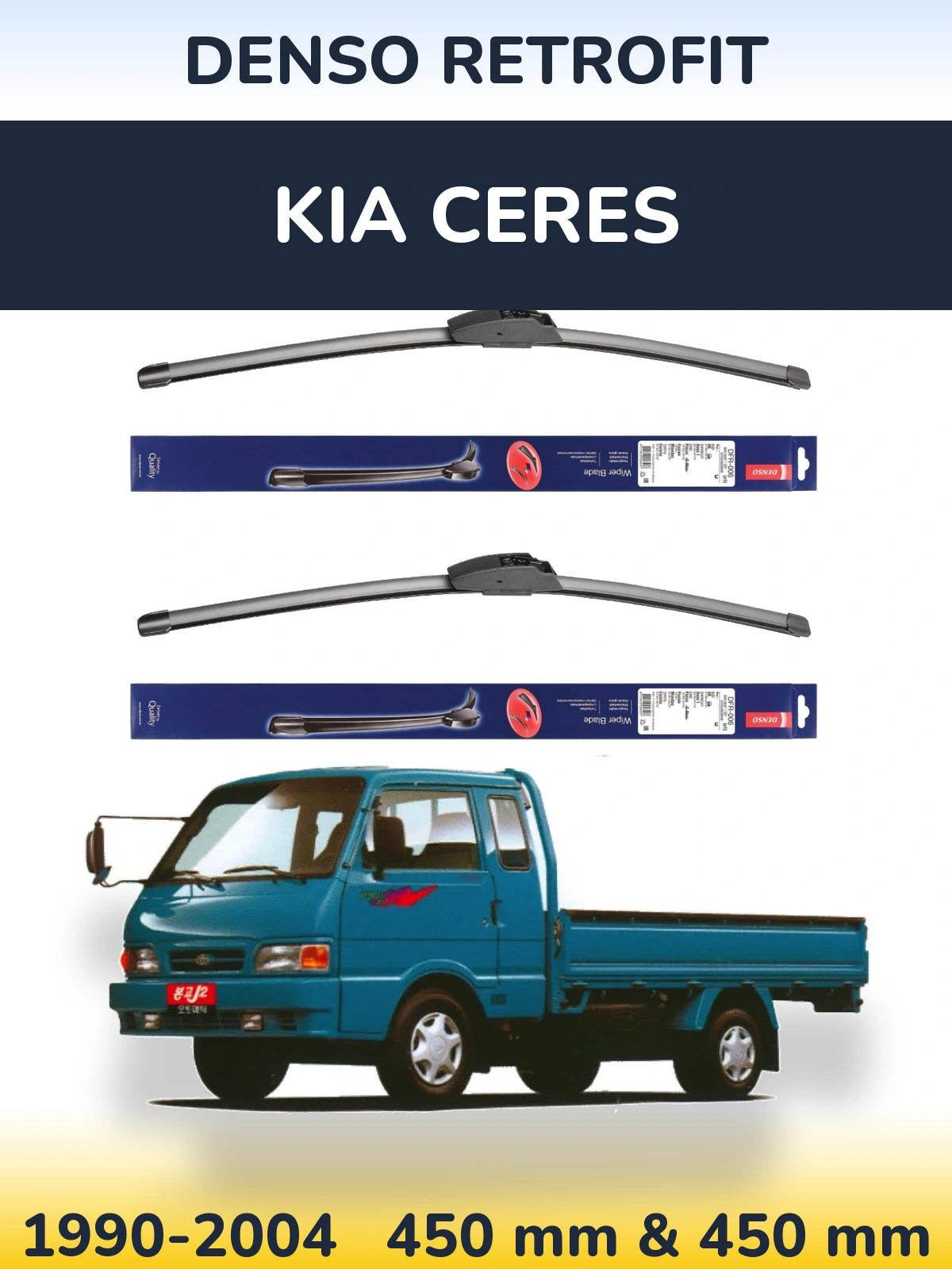 Front wiper blade set Denso Retrofit 450 & 450 мм for KIA Ceres 1990-2004