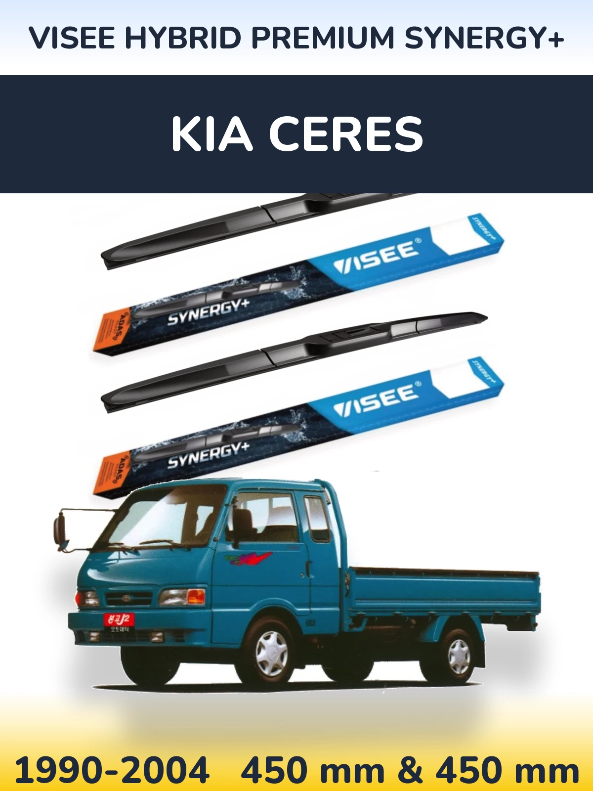 Komplet przednich wycieraczek VISEE HYBRID PREMIUM SYNERGY+ 450 & 450 mm do KIA Ceres 1990-2004