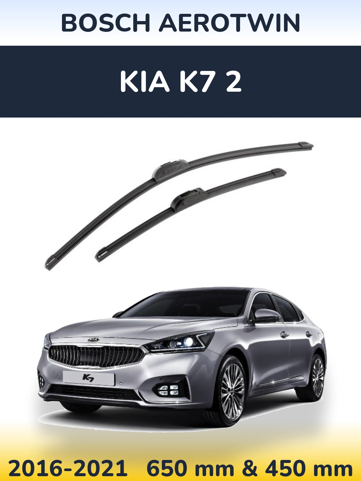 Front wiper blade set BOSCH AeroTwin 650 & 450 мм for KIA K7 2 2016-2021