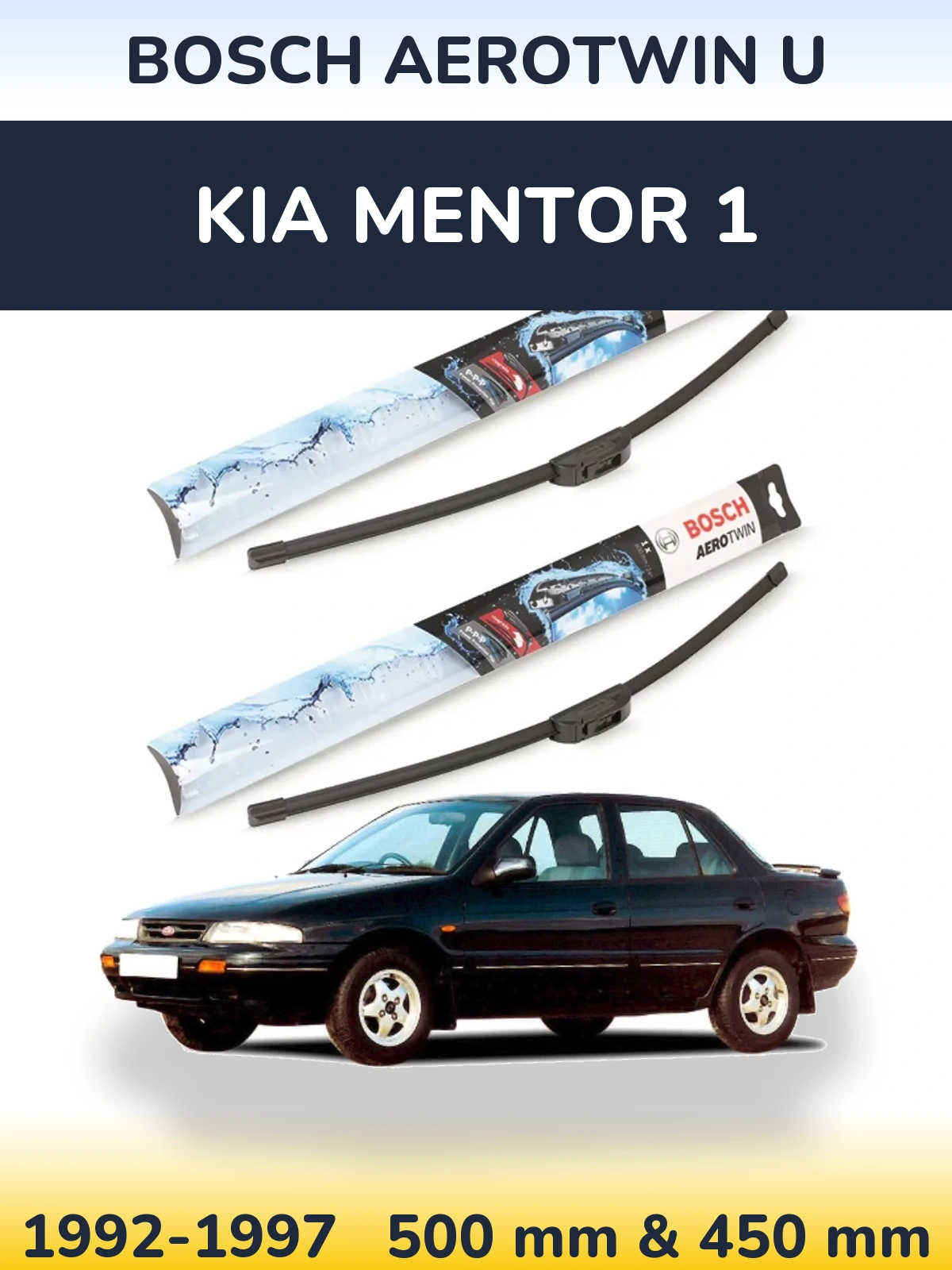 Komplet przednich wycieraczek BOSCH AeroTwin U 500 & 450 mm do KIA Mentor 1 1992-1997