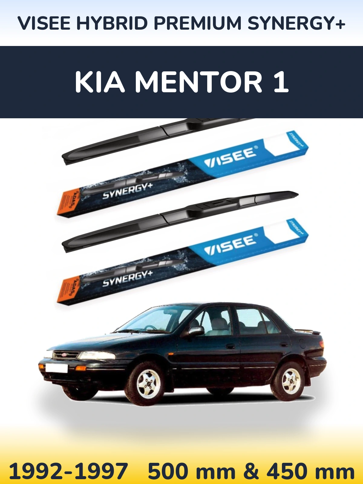 Комплект передних дворников VISEE HYBRID PREMIUM SYNERGY+ 500 & 450 мм для KIA Mentor 1 1992-1997