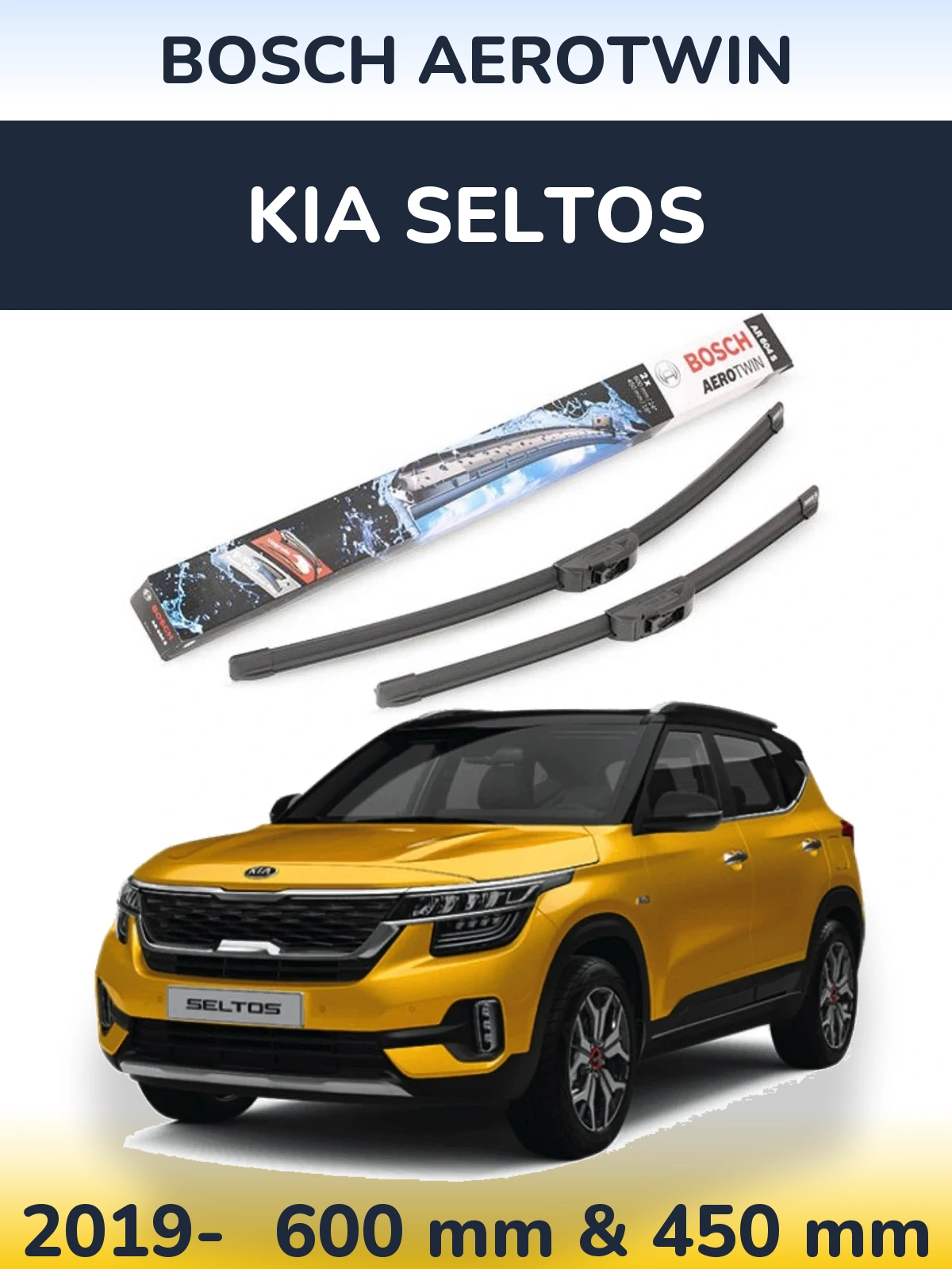 Komplet przednich wycieraczek BOSCH AeroTwin 600 & 450 mm do KIA Seltos 2019-2026