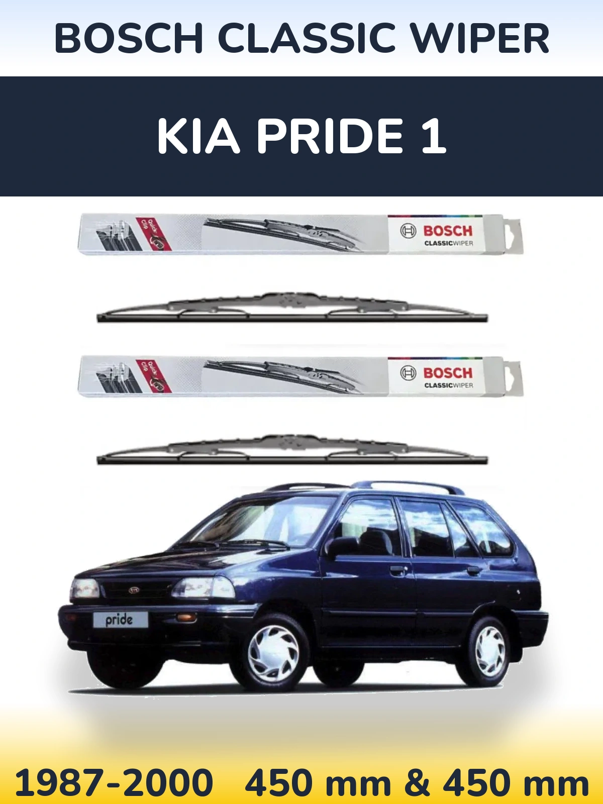 Komplet przednich wycieraczek BOSCH Classic Wiper 450 & 450 mm do KIA Pride 1 1987-2000