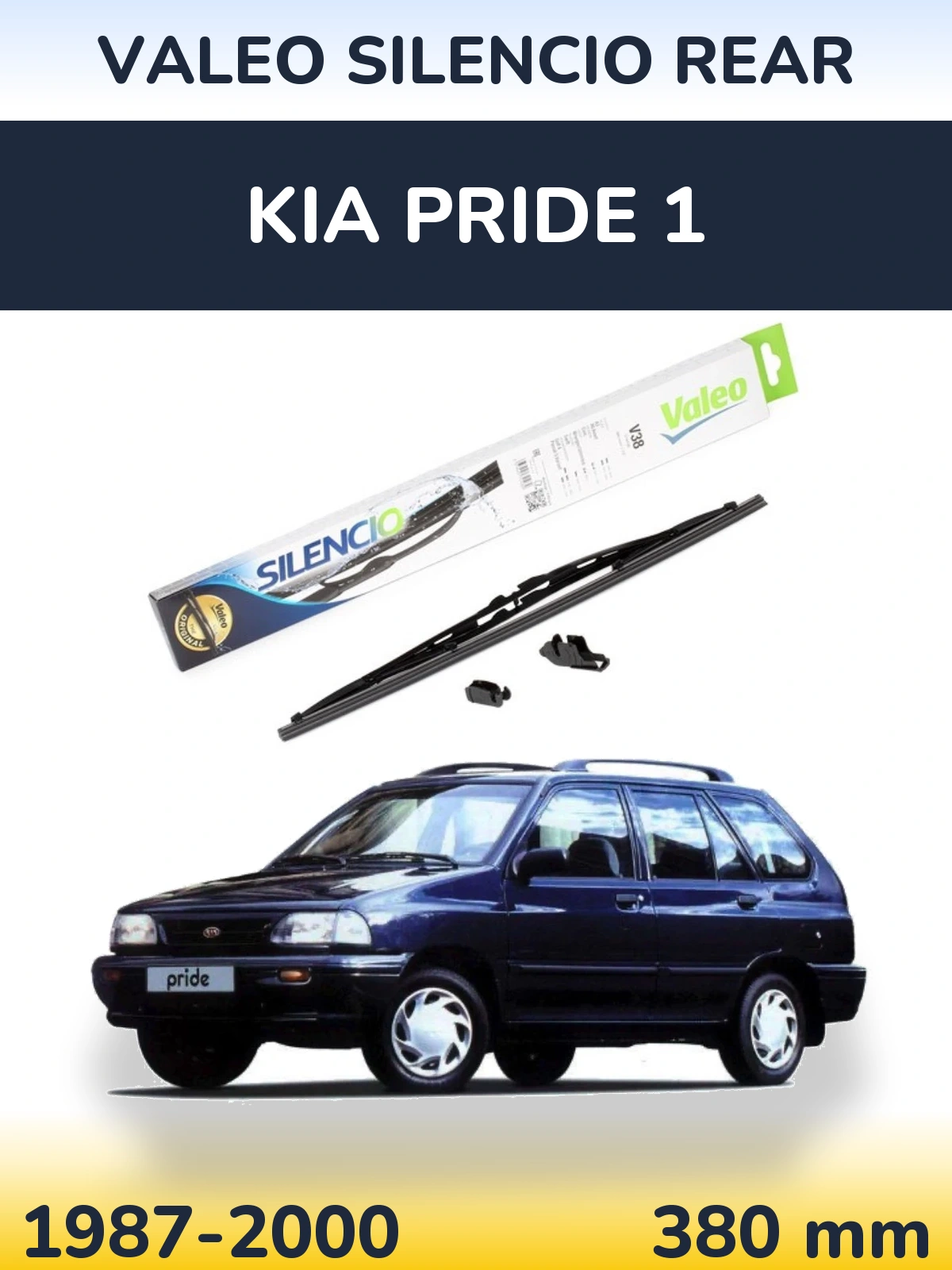 Rear wiper blade Valeo Silencio Rear 380 мм for KIA Pride 1 1987-2000