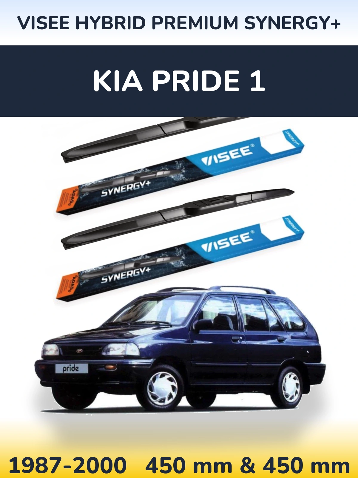 Комплект передніх щіток VISEE HYBRID PREMIUM SYNERGY+ 450 & 450 мм для KIA Pride 1 1987-2000