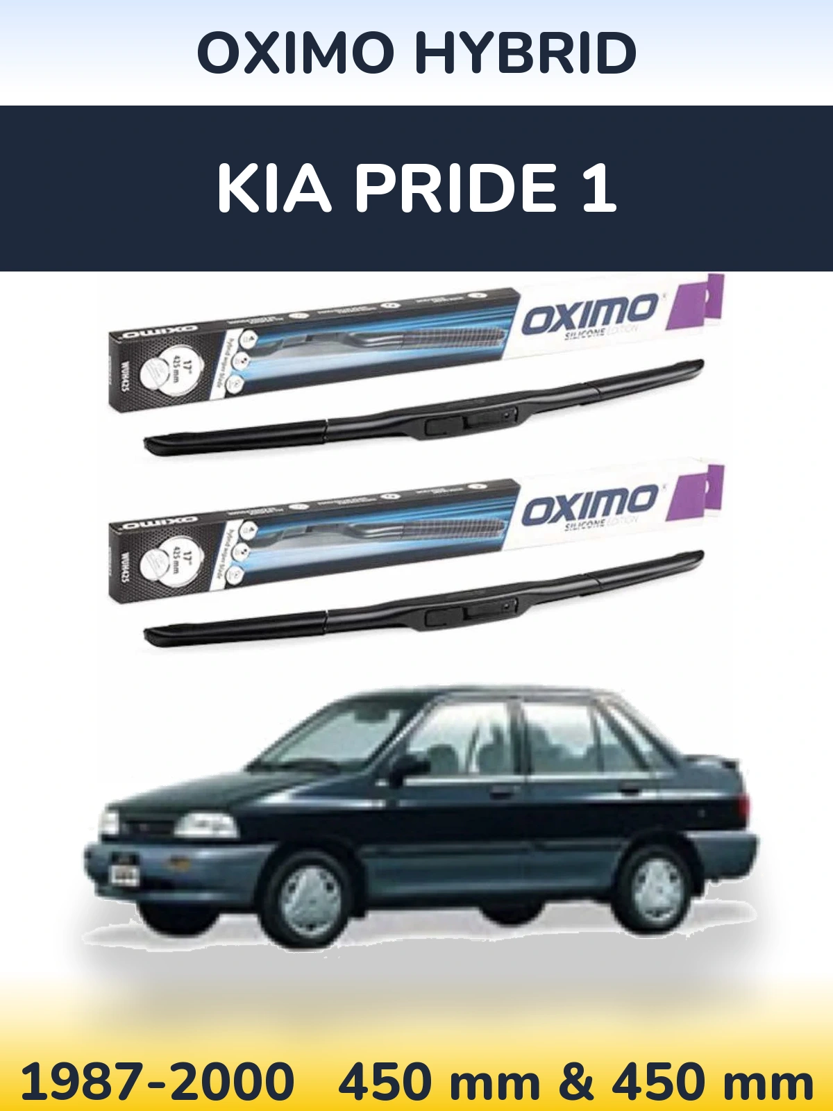 Комплект передних дворников Oximo Hybrid 450 & 450 мм для KIA Pride 1 1987-2000