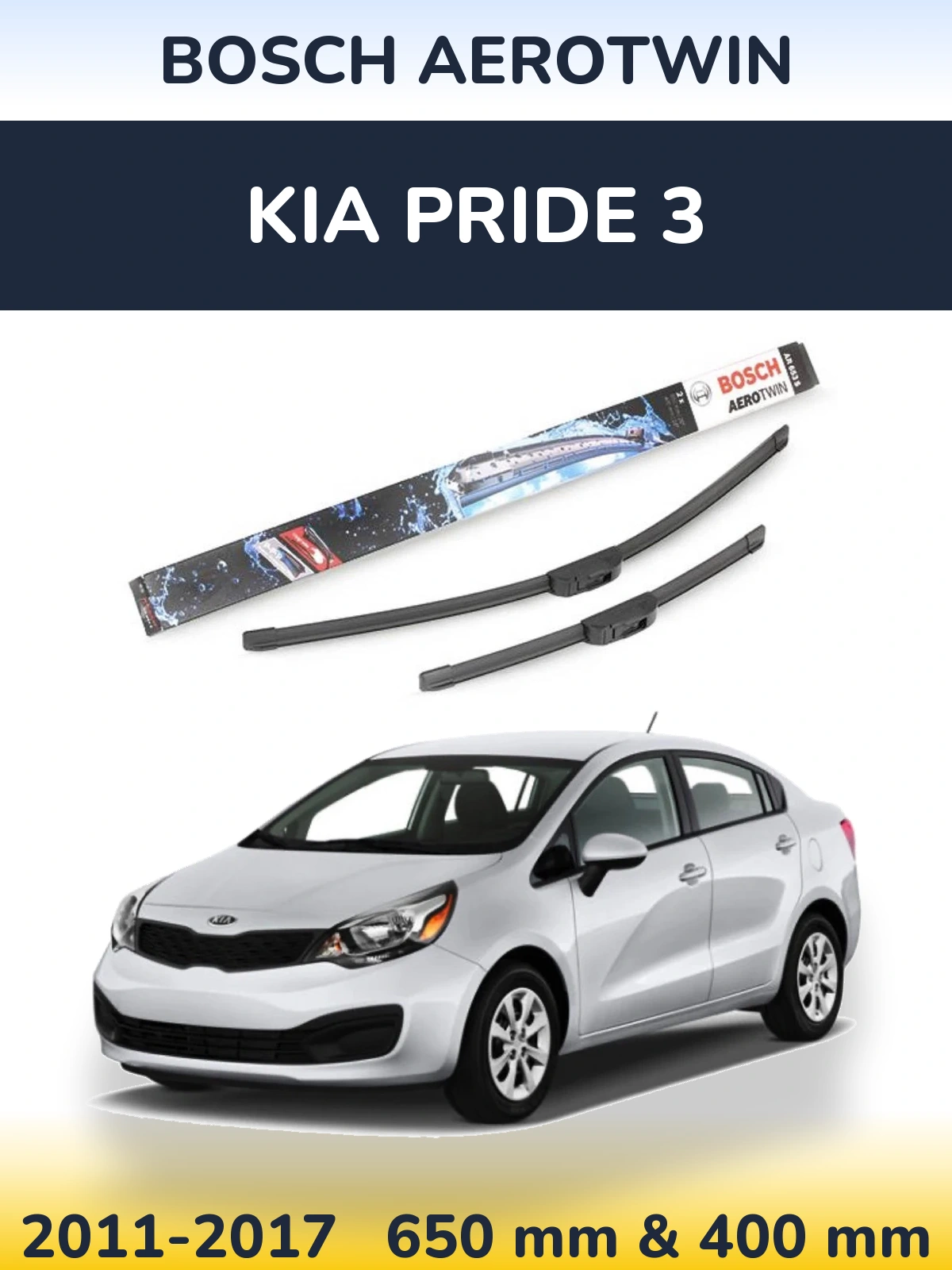 Komplet przednich wycieraczek BOSCH AeroTwin 650 & 400 mm do KIA Pride 3 2011-2017