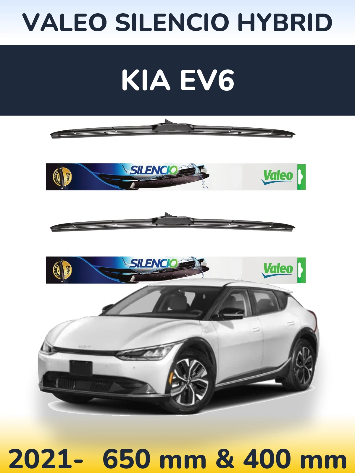 Комплект передних дворников Valeo Silencio Hybrid 650 & 400 мм для KIA EV6 2021-2026