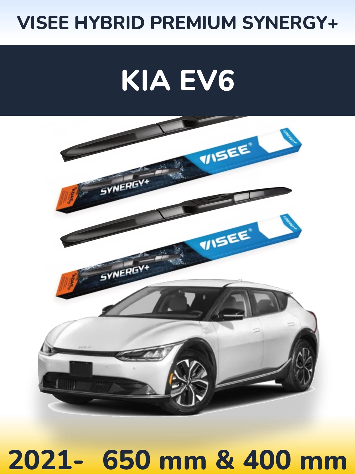 Komplet przednich wycieraczek VISEE HYBRID PREMIUM SYNERGY+ 650 & 400 mm do KIA EV6 2021-2026