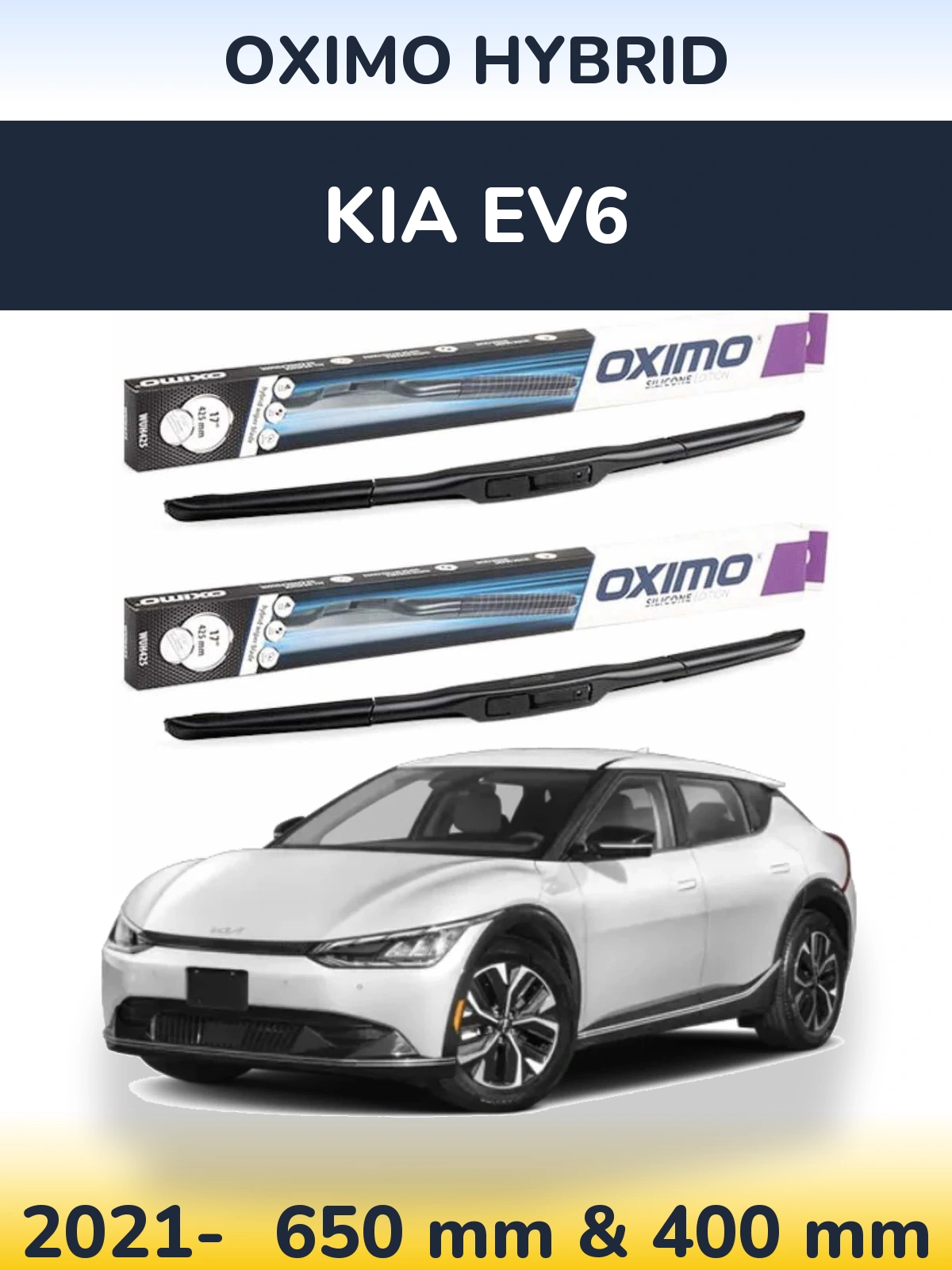 Комплект передних дворников Oximo Hybrid 650 & 400 мм для KIA EV6 2021-2026