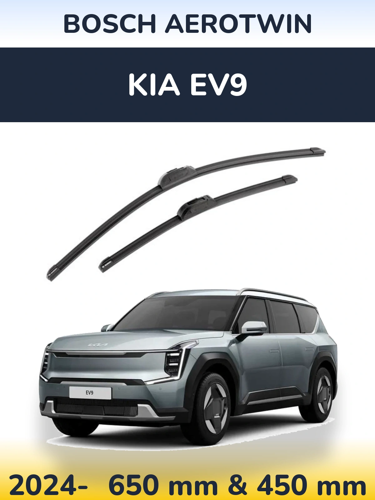 Front wiper blade set BOSCH AeroTwin 650 & 450 мм for KIA EV9 2024-2026