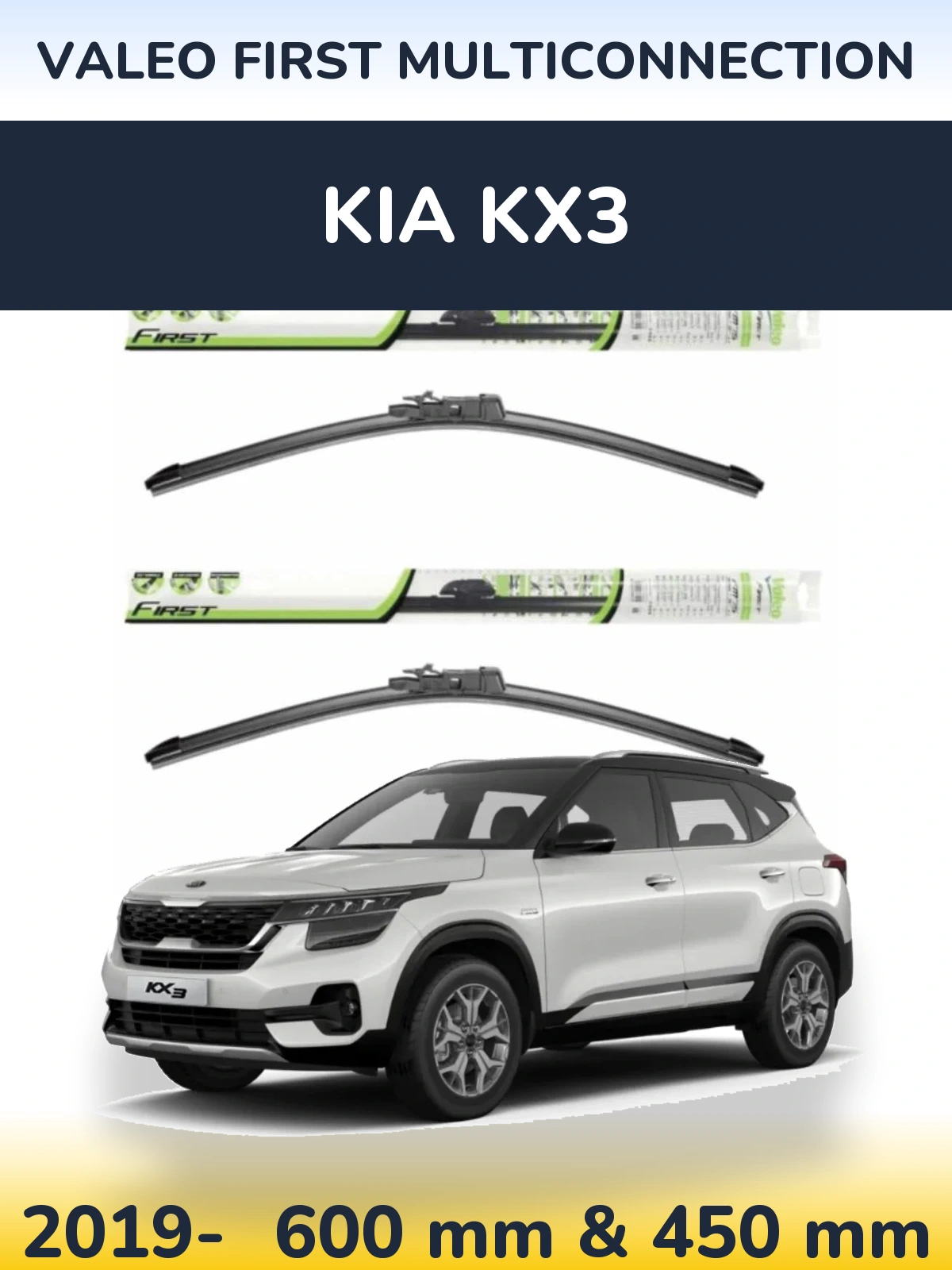 Komplet przednich wycieraczek Valeo First MultiConnection 600 & 450 mm do KIA KX3 2019-2026