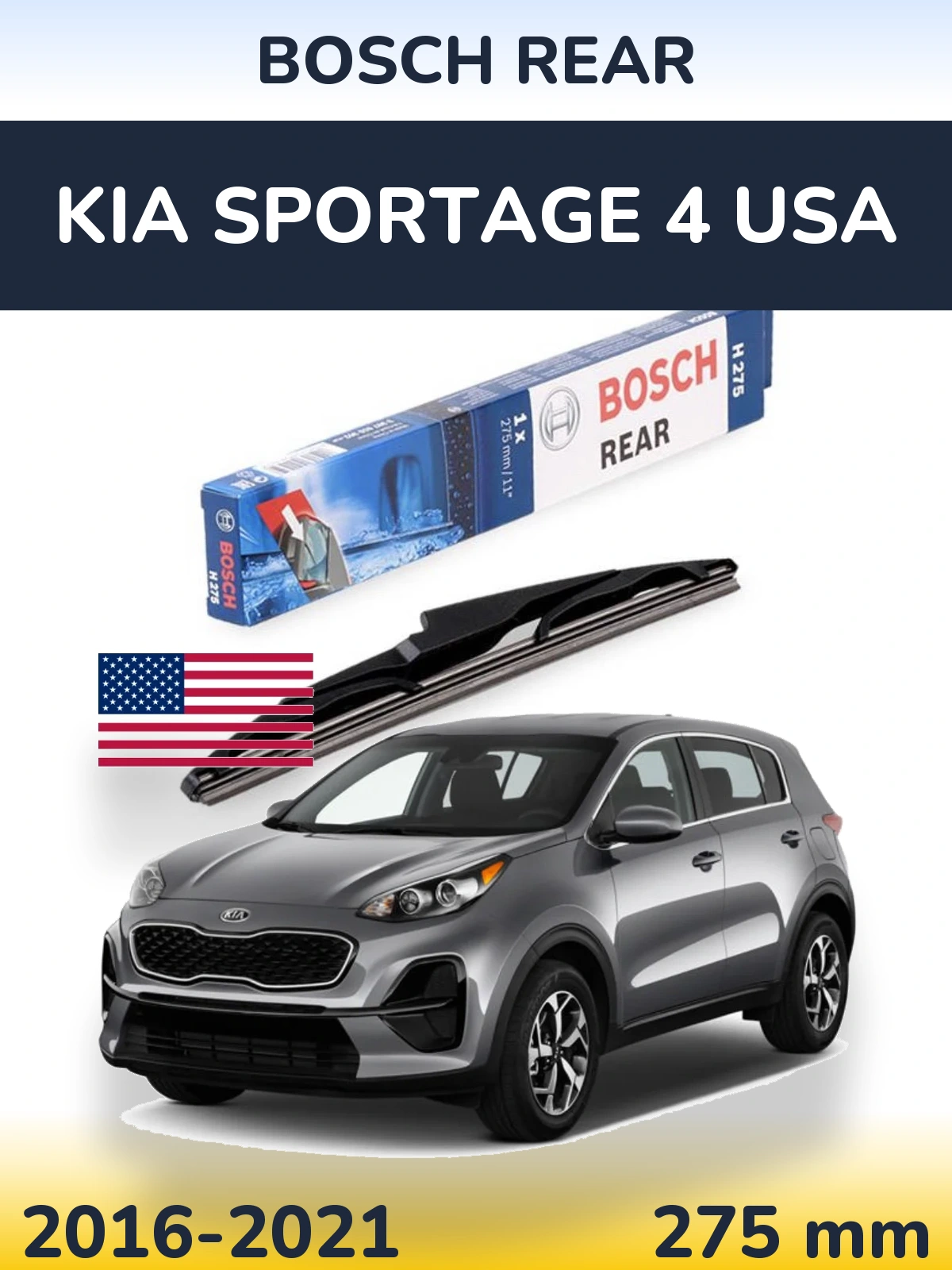 Rear wiper blade BOSCH Rear 275 mm for KIA Sportage 4 USA 2016-2021