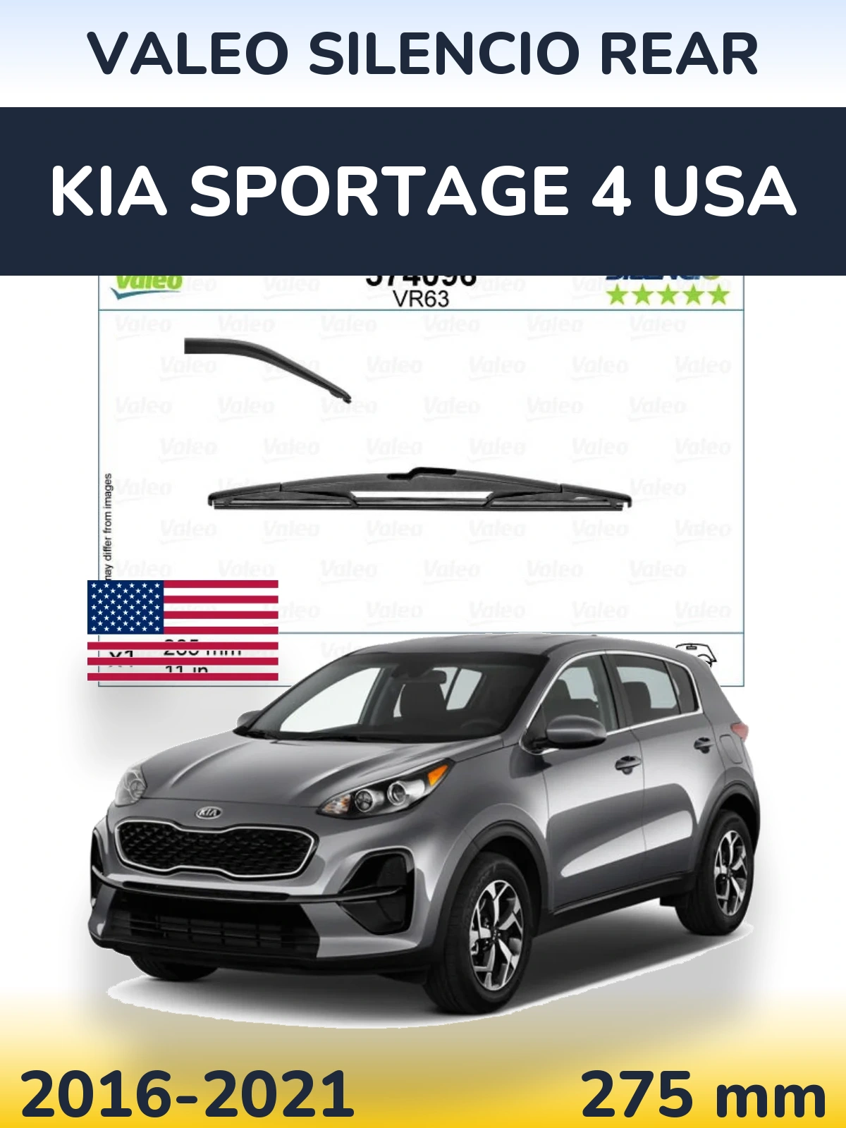 Задний дворник Valeo Silencio Rear 285 мм для KIA Sportage 4 USA 2016-2021