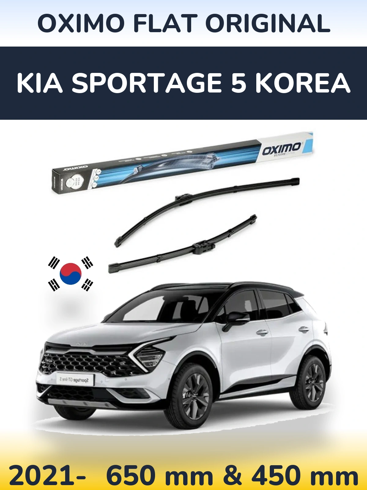 Komplet przednich wycieraczek Oximo Flat Original 650 & 450 mm do KIA Sportage 5 Korea 2021-2026