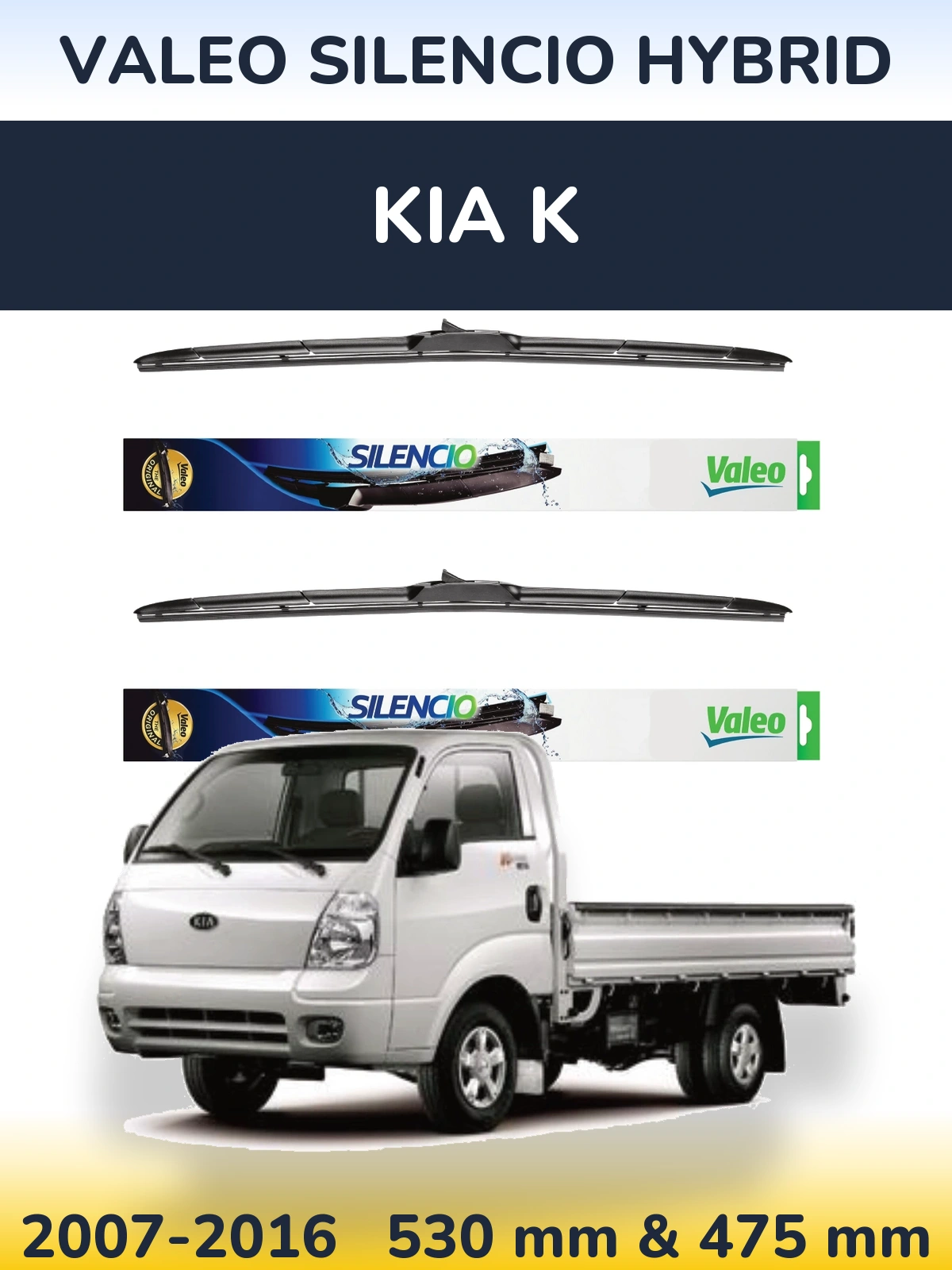 Комплект передних дворников Valeo Silencio Hybrid 530 & 475 мм для KIA K 2007-2016