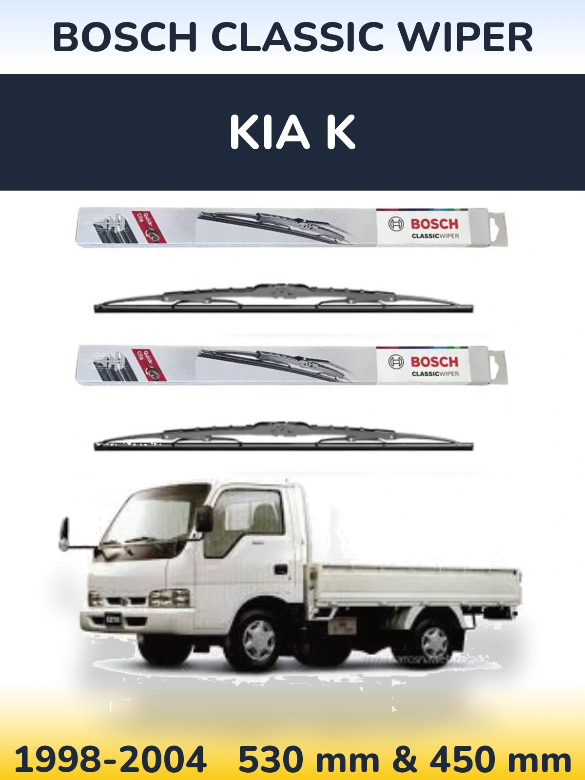 Front wiper blade set BOSCH Classic Wiper 530 & 450 mm for KIA K 1998-2004