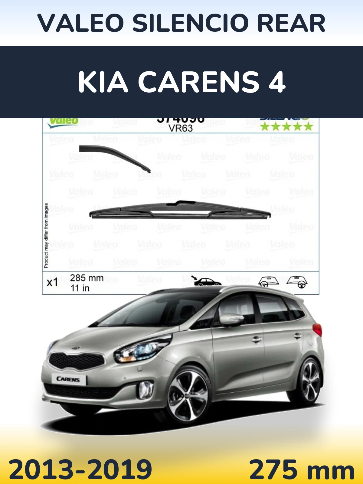 Rear wiper blade Valeo Silencio Rear 285 mm for KIA Carens 4 2013-2019