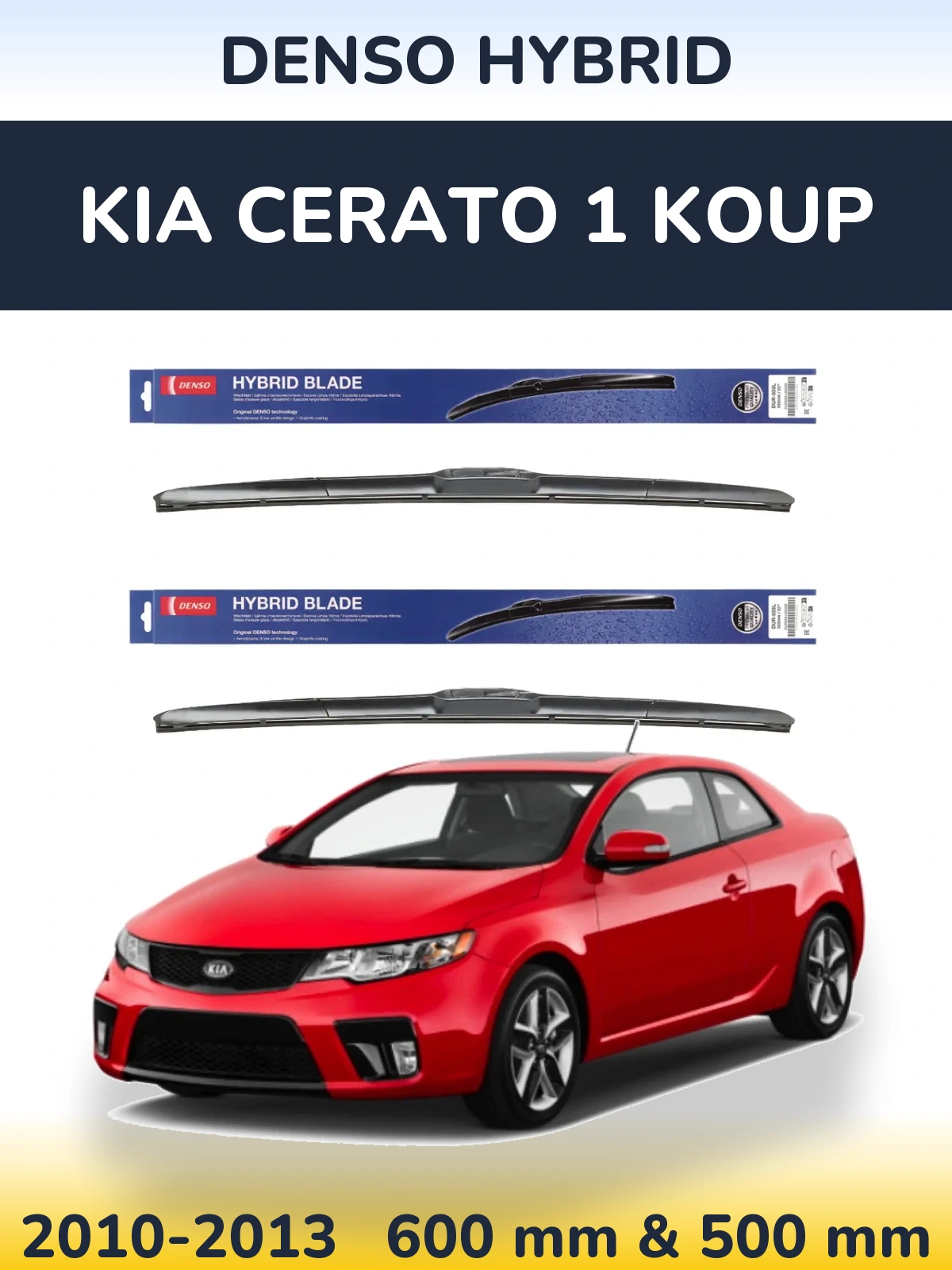 Front wiper blade set Denso Hybrid 600 & 500 мм for KIA Cerato 1 Koup 2010-2013