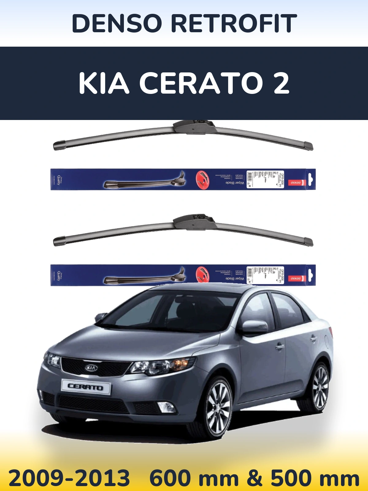 Komplet przednich wycieraczek Denso Retrofit 600 & 500 mm do KIA Cerato 2 2009-2013