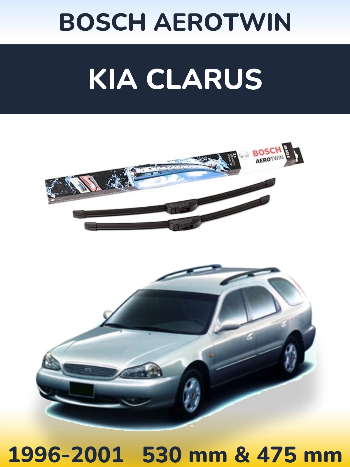 Komplet przednich wycieraczek BOSCH AeroTwin 530 & 475 mm do KIA Clarus 1996-2001