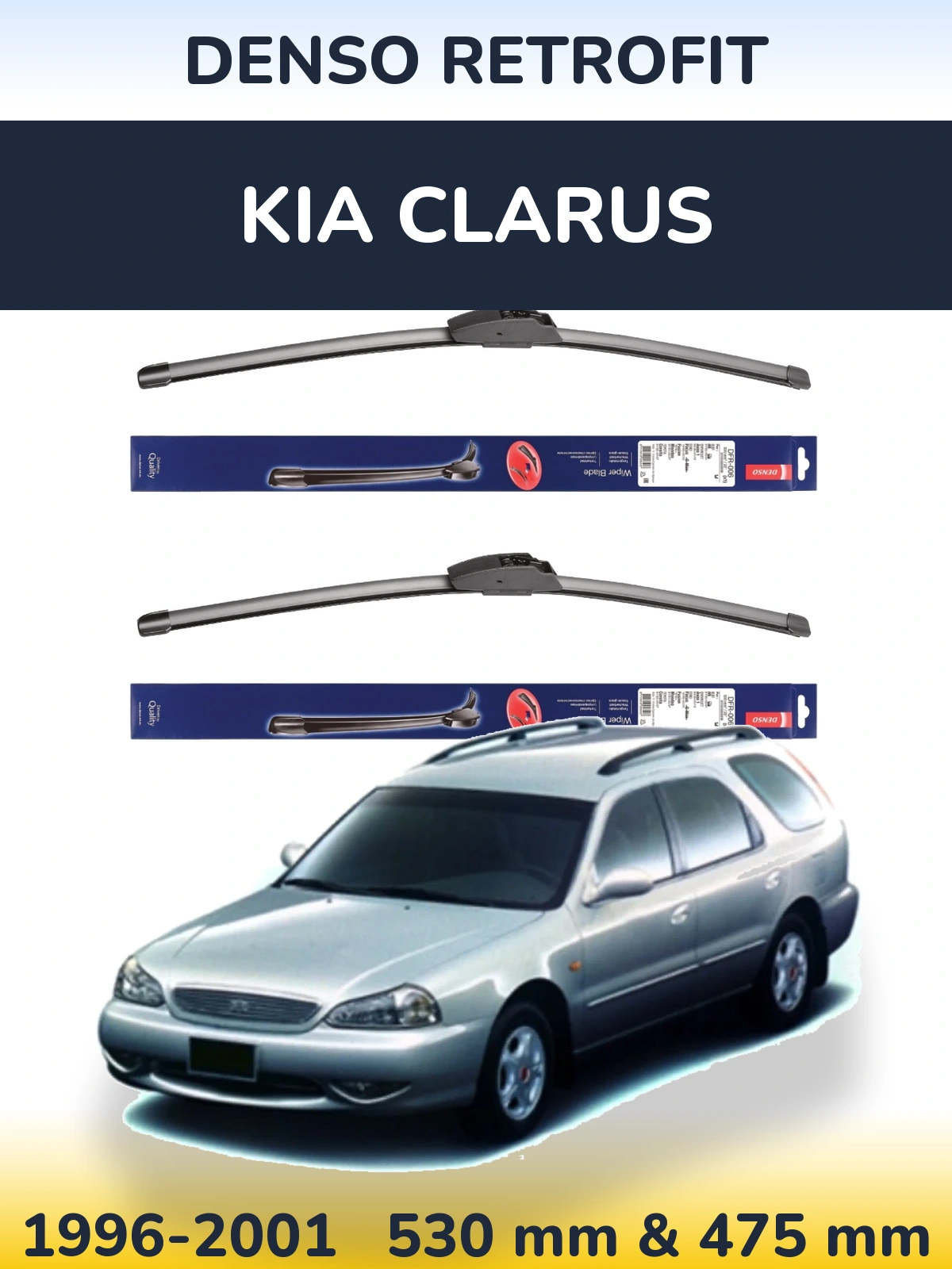 Комплект передніх щіток Denso Retrofit 530 & 475 мм для KIA Clarus 1996-2001