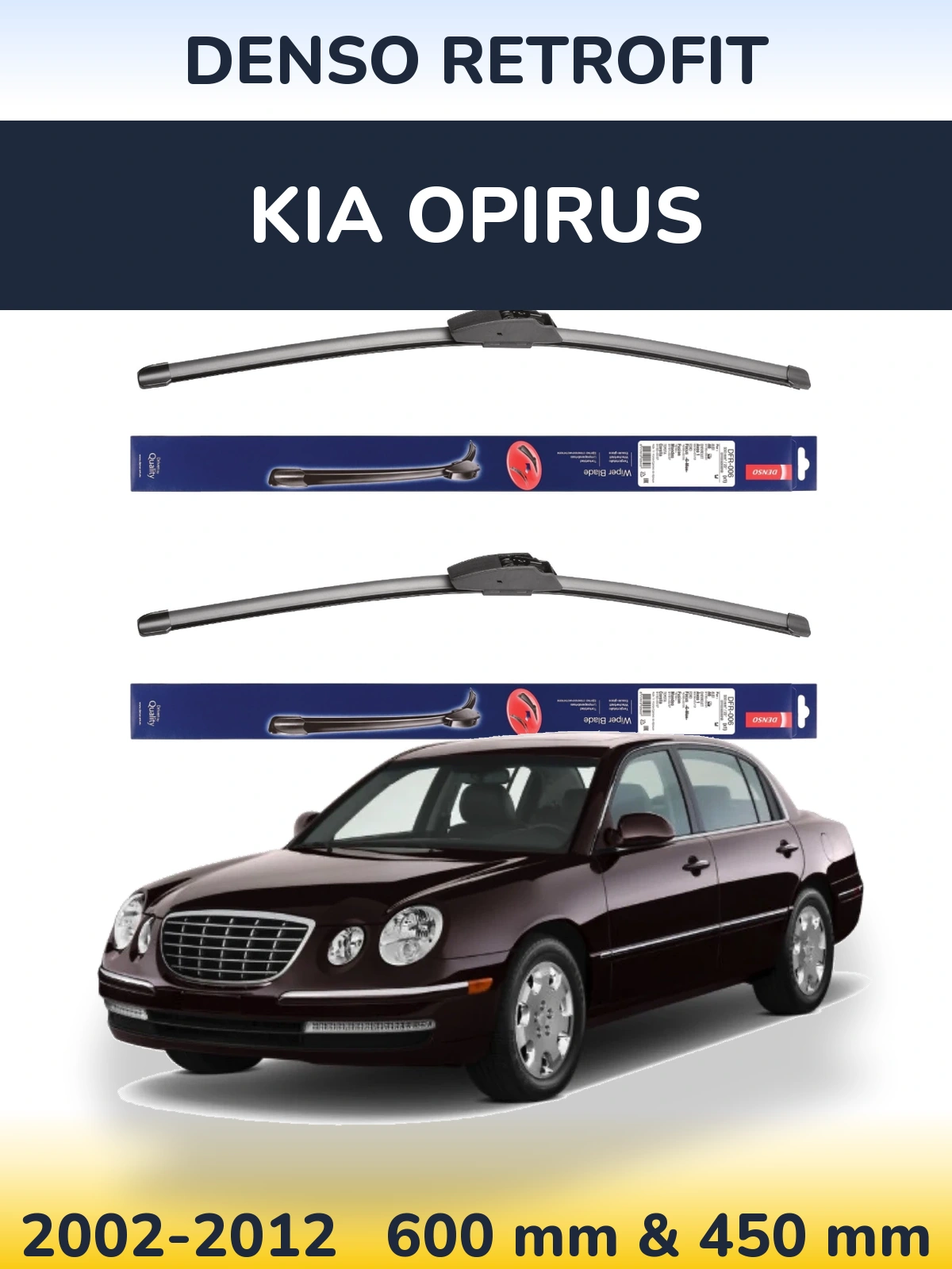 Front wiper blade set Denso Retrofit 600 & 450 мм for KIA Opirus 2002-2012
