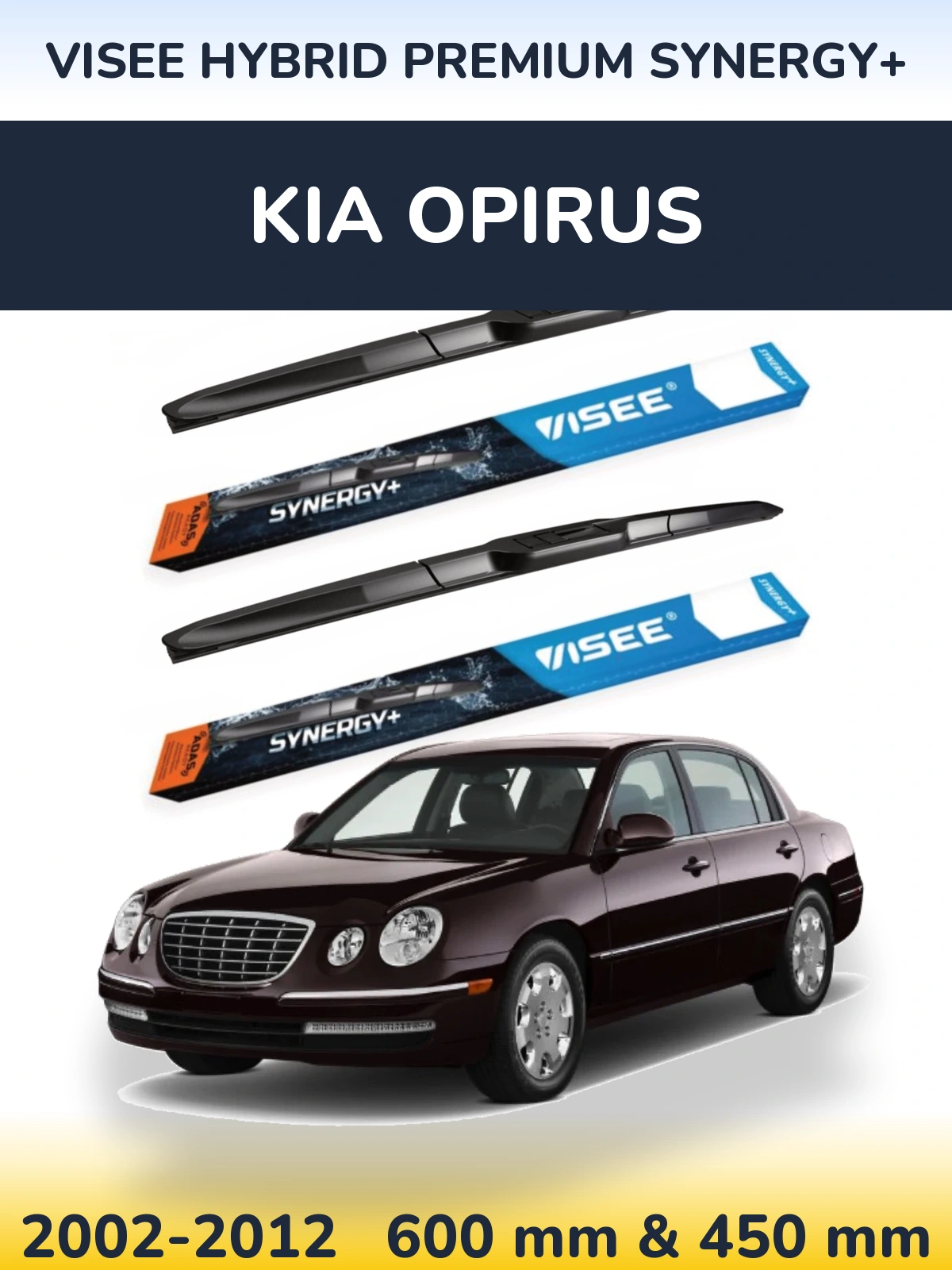 Front wiper blade set VISEE HYBRID PREMIUM SYNERGY+ 600 & 450 мм for KIA Opirus 2002-2012
