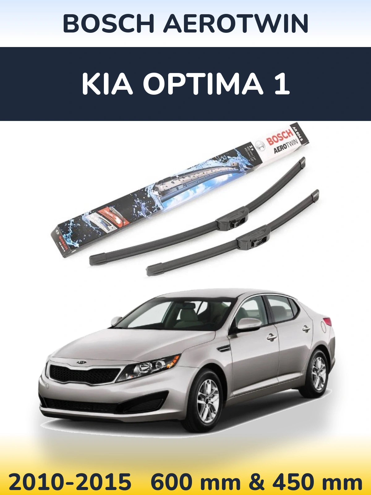 Front wiper blade set BOSCH AeroTwin 600 & 450 мм for KIA Optima 1 2010-2015