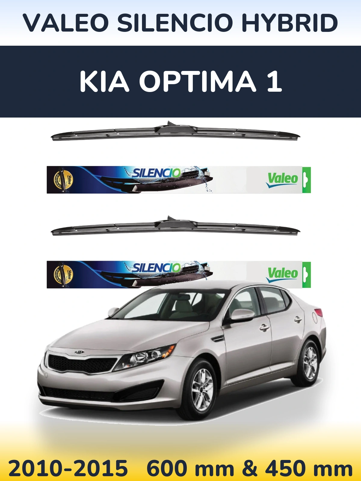 Komplet przednich wycieraczek Valeo Silencio Hybrid 600 & 450 mm do KIA Optima 1 2010-2015