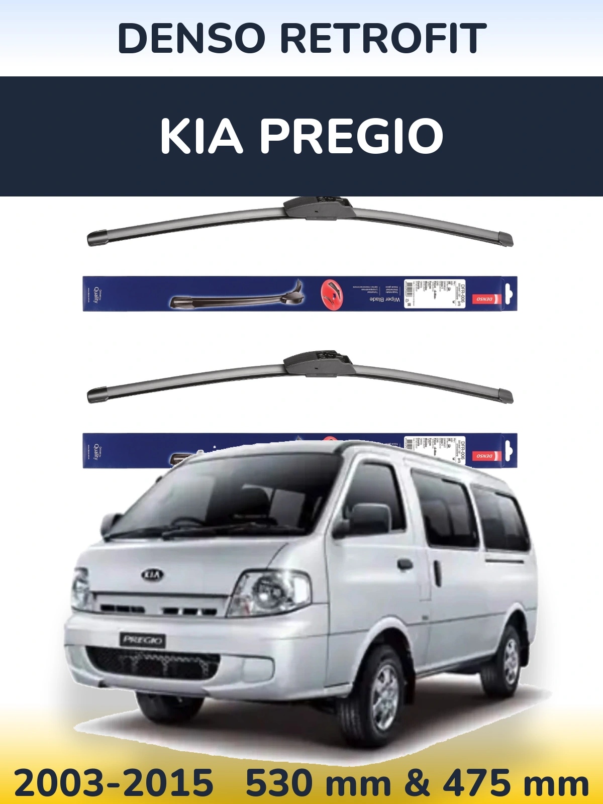 Комплект передних дворников Denso Retrofit 530 & 475 мм для KIA Pregio 2003-2015