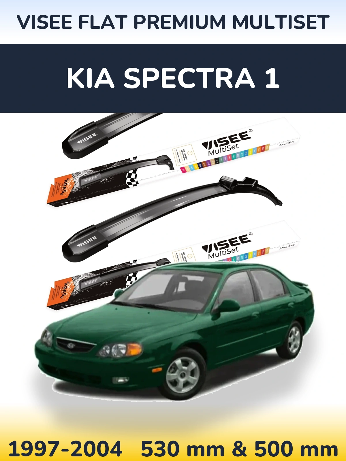 Komplet przednich wycieraczek VISEE FLAT PREMIUM MultiSet 530 & 500 mm do KIA Spectra 1 1997-2004
