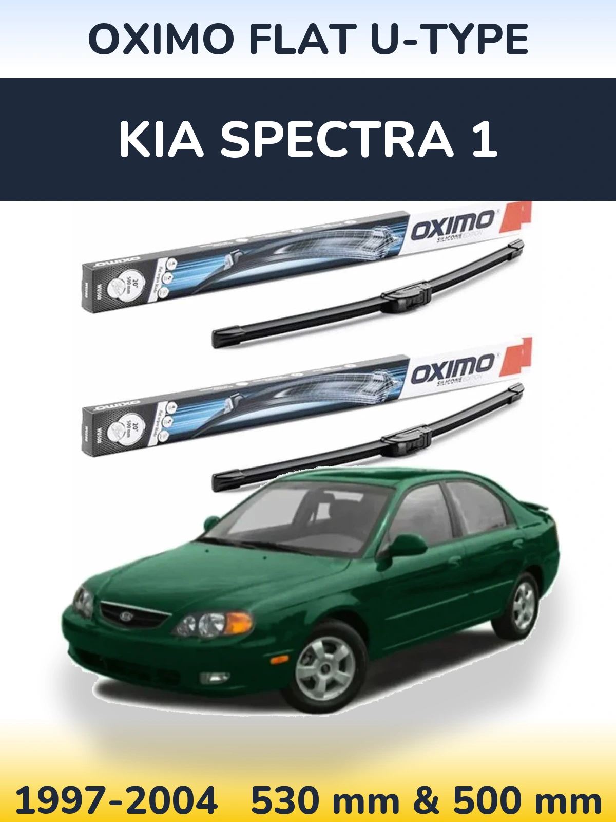 Front wiper blade set Oximo Flat U-type 530 & 500 мм for KIA Spectra 1 1997-2004