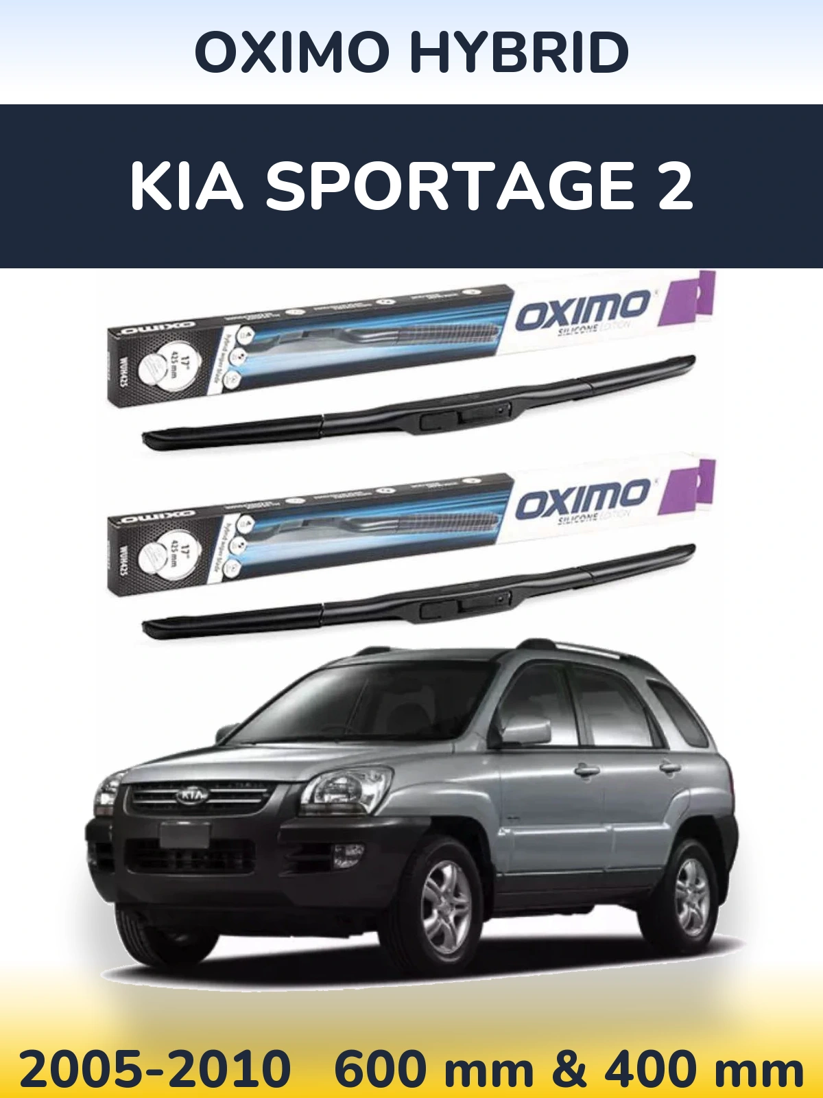 Komplet przednich wycieraczek Oximo Hybrid 600 & 400 mm do KIA Sportage 2 2005-2010