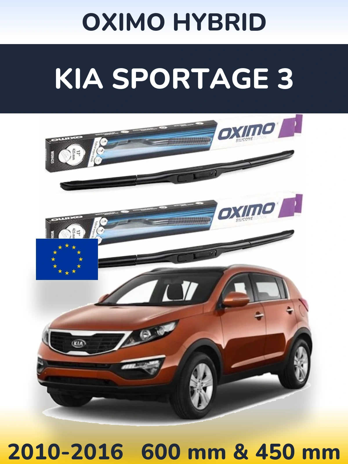 Komplet przednich wycieraczek Oximo Hybrid 600 & 450 mm do KIA Sportage 3 2010-2016
