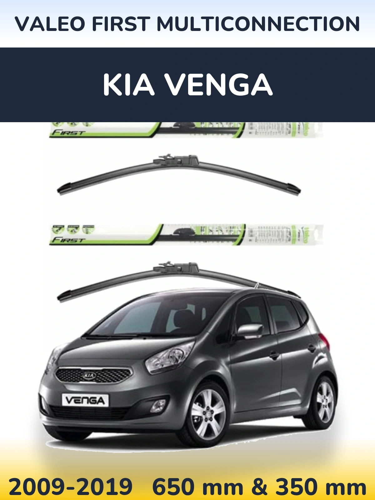 Front wiper blade set Valeo First MultiConnection 650 & 350 мм for KIA Venga 2009-2019