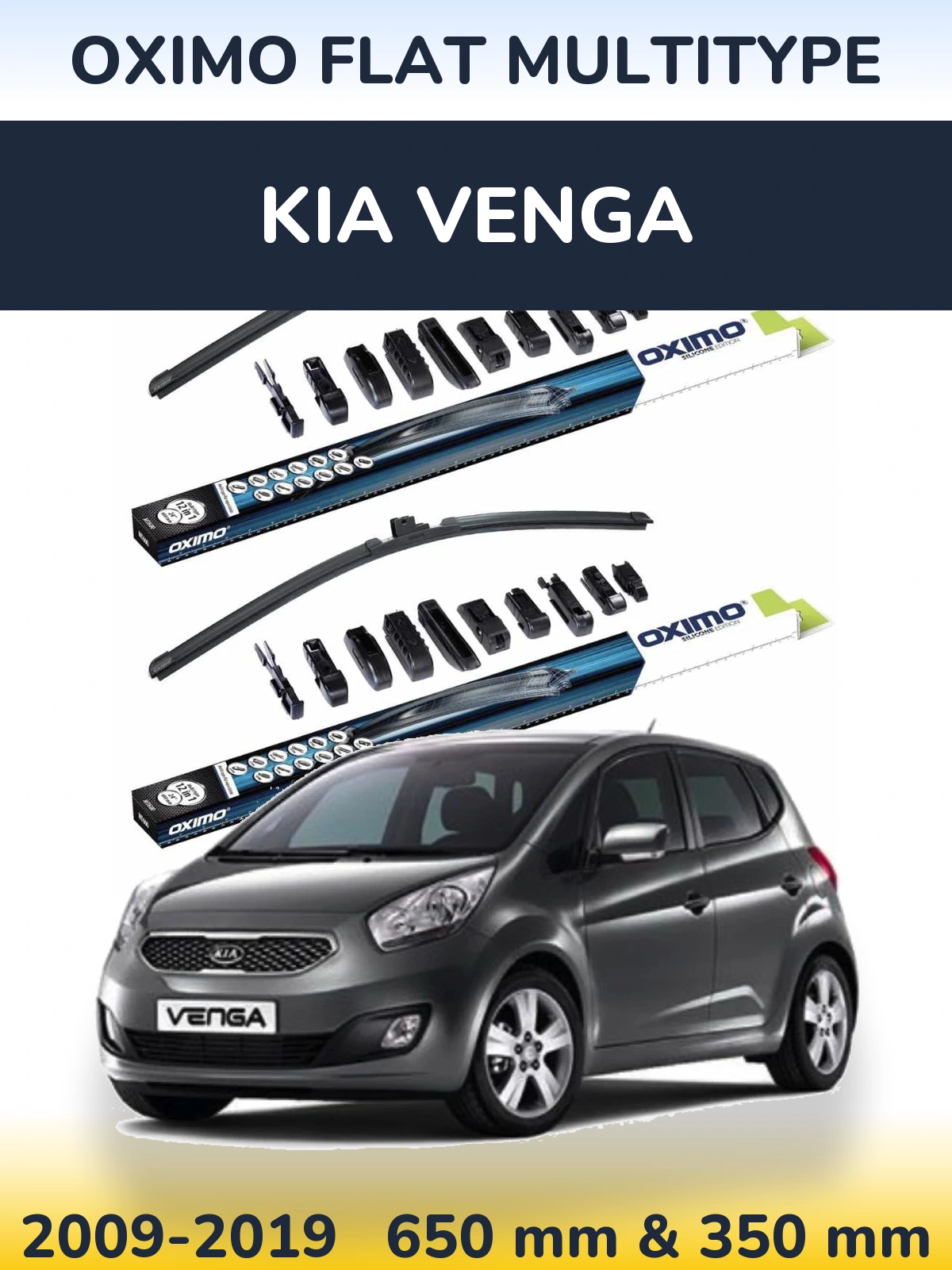 Комплект передніх щіток Oximo Flat MultiТипe 650 & 350 мм для KIA Venga 2009-2019