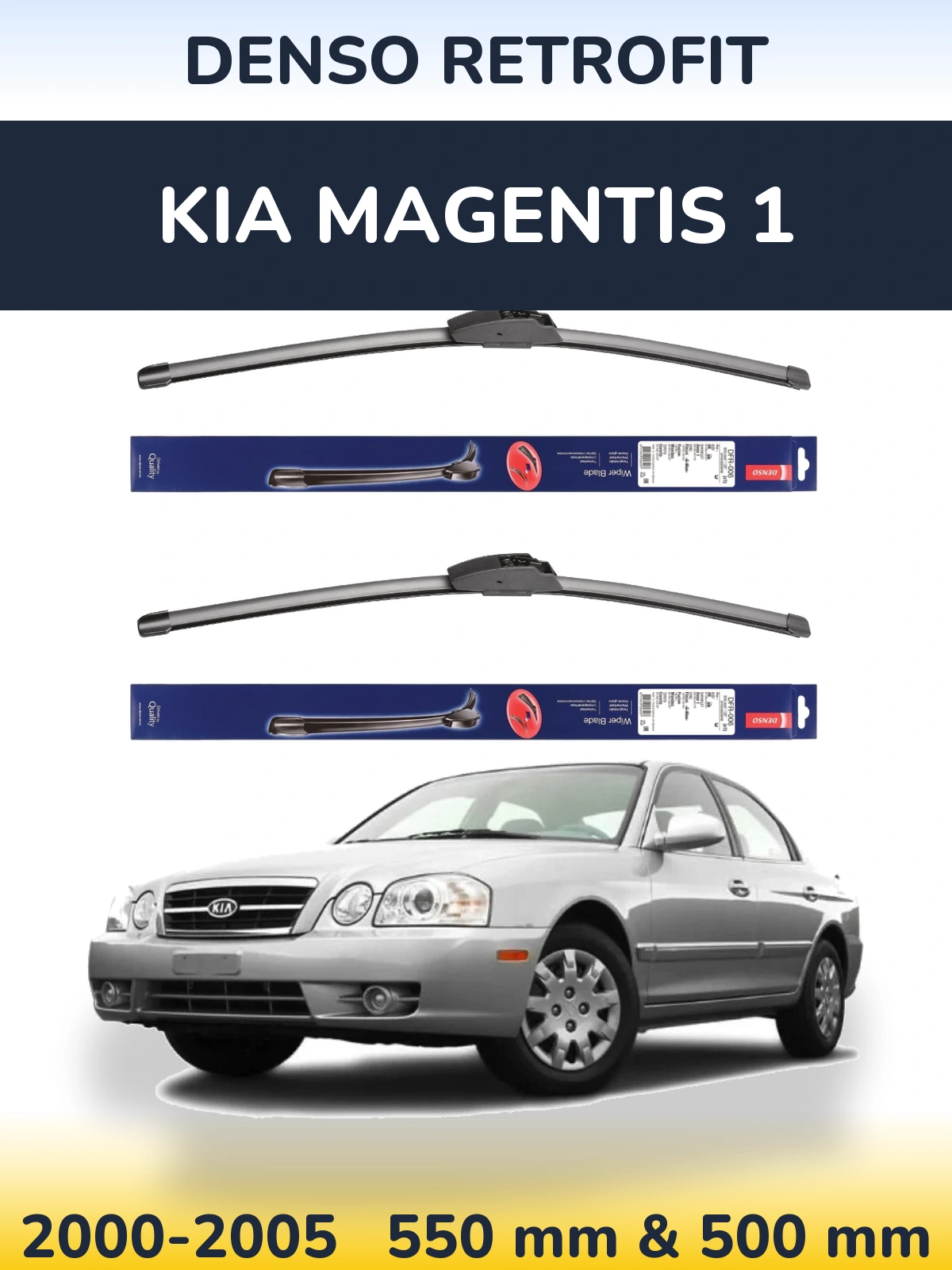 Front wiper blade set Denso Retrofit 550 & 500 мм for KIA Magentis 1 2000-2005