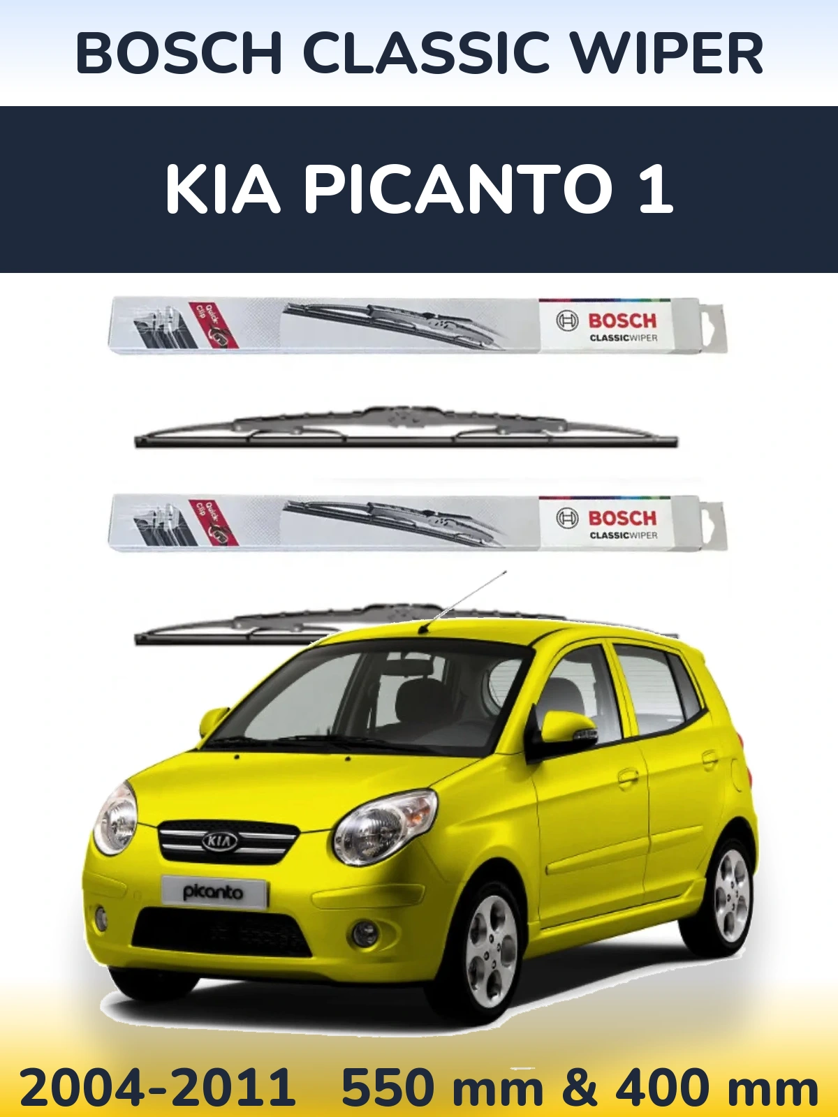 Комплект передніх щіток BOSCH Classic Wiper 550 & 400 мм для KIA Picanto 1 2004-2011