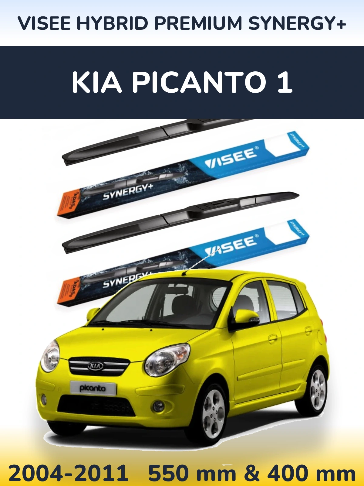 Комплект передніх щіток VISEE HYBRID PREMIUM SYNERGY+ 550 & 400 мм для KIA Picanto 1 2004-2011