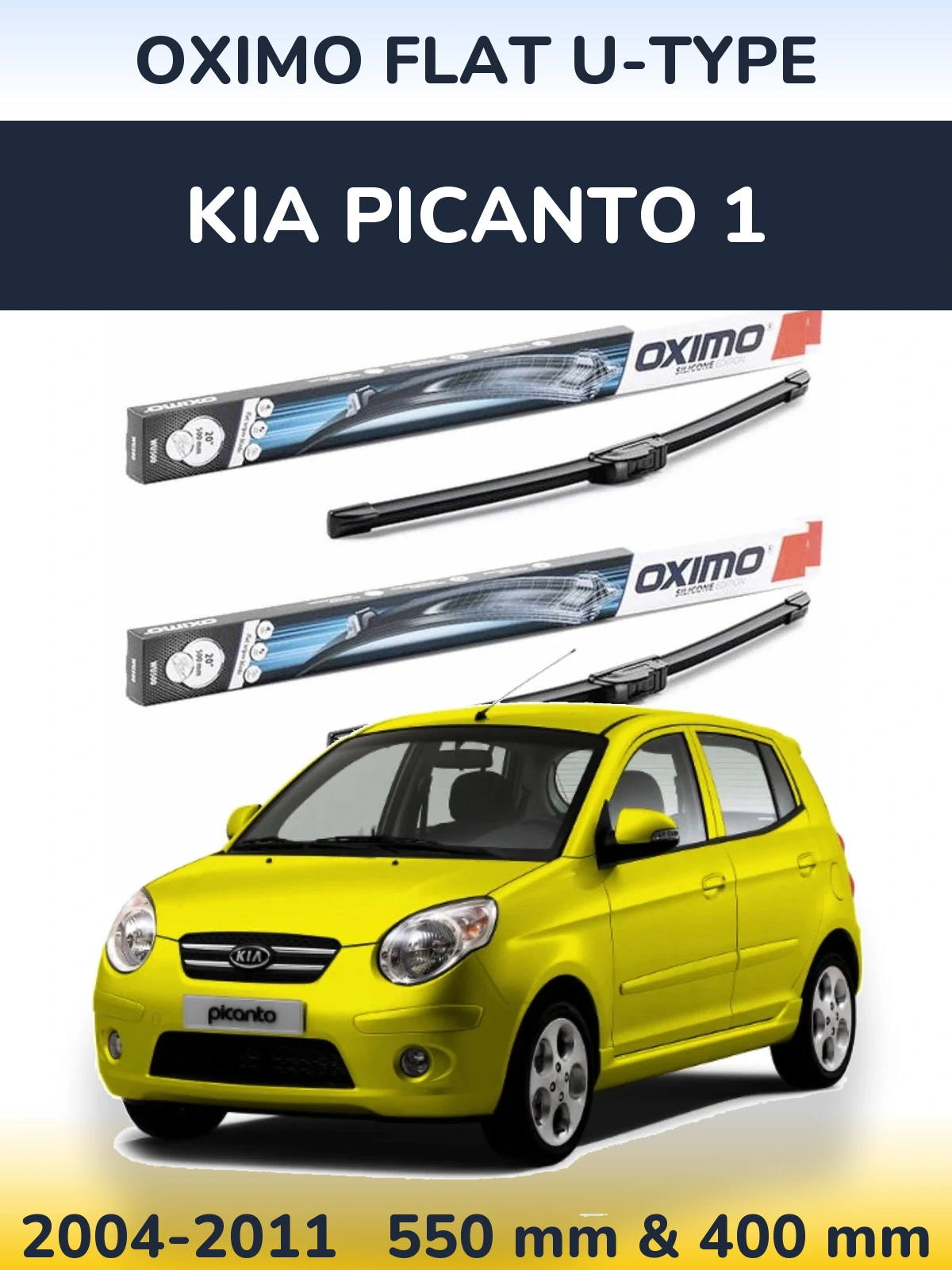 Комплект передних дворников Oximo Flat U-type 550 & 400 мм для KIA Picanto 1 2004-2011
