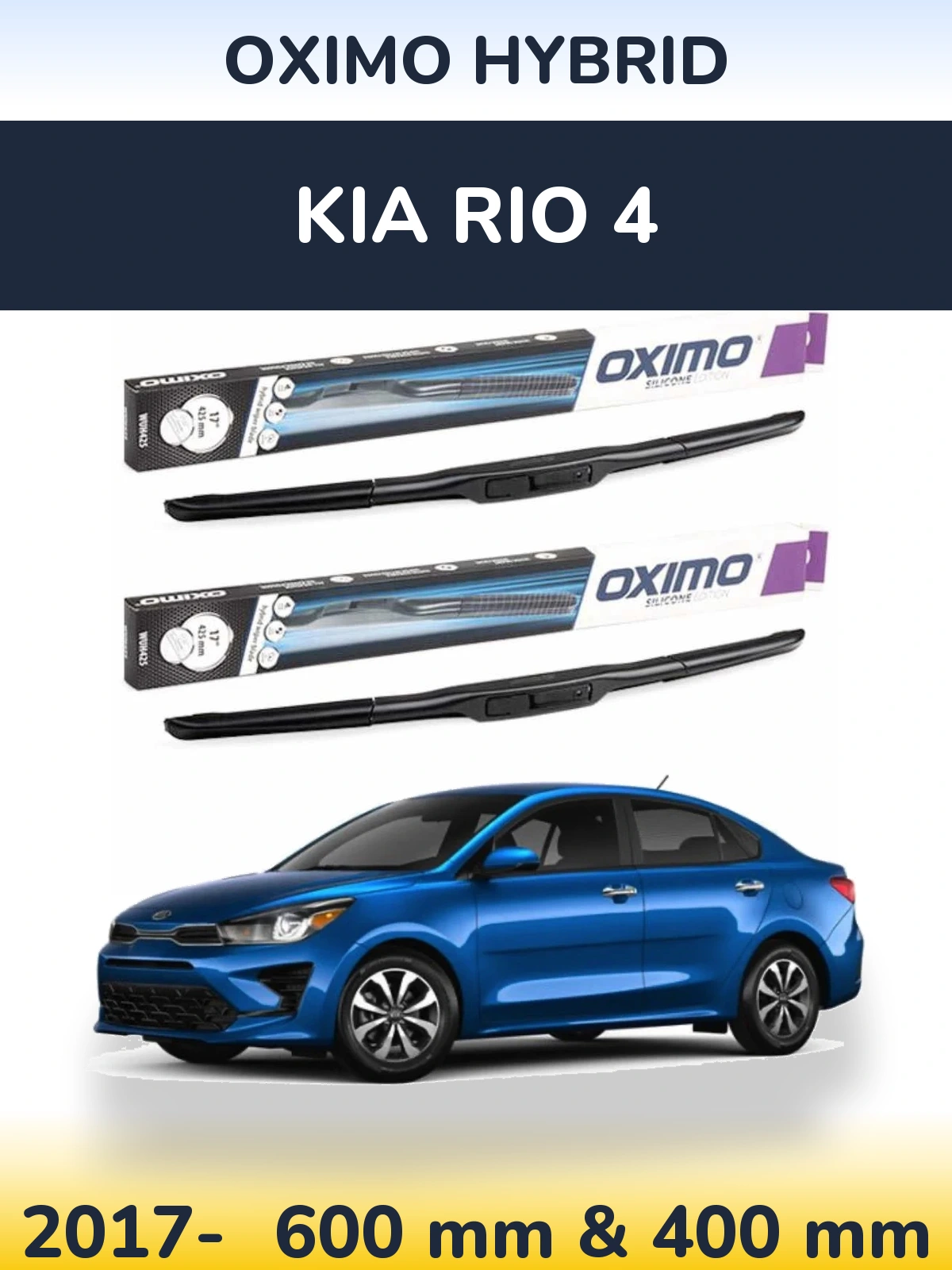 Komplet przednich wycieraczek Oximo Hybrid 600 & 400 mm do KIA Rio 4 2017-2026
