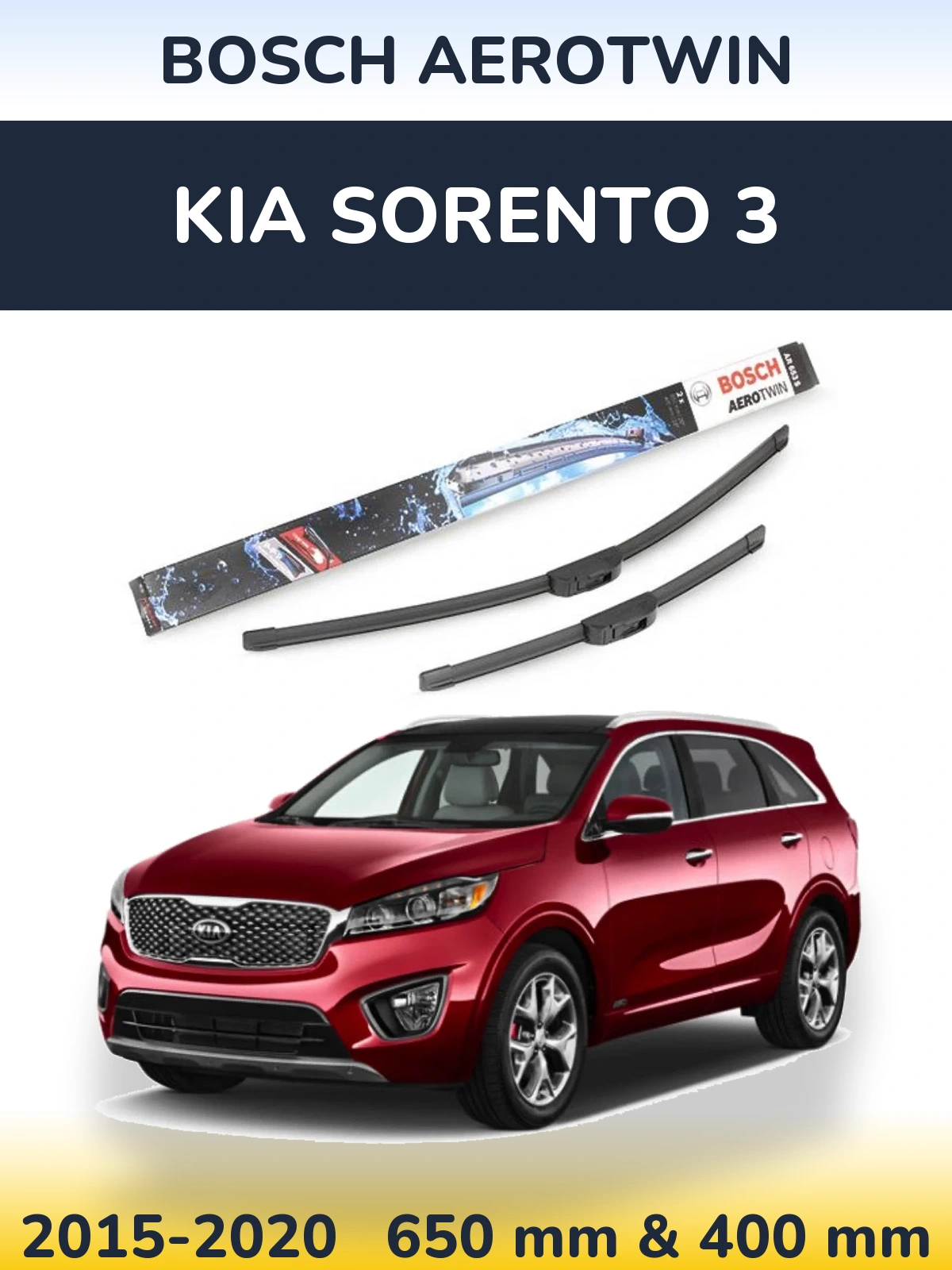 Komplet przednich wycieraczek BOSCH AeroTwin 650 & 400 mm do KIA Sorento 3 2015-2020