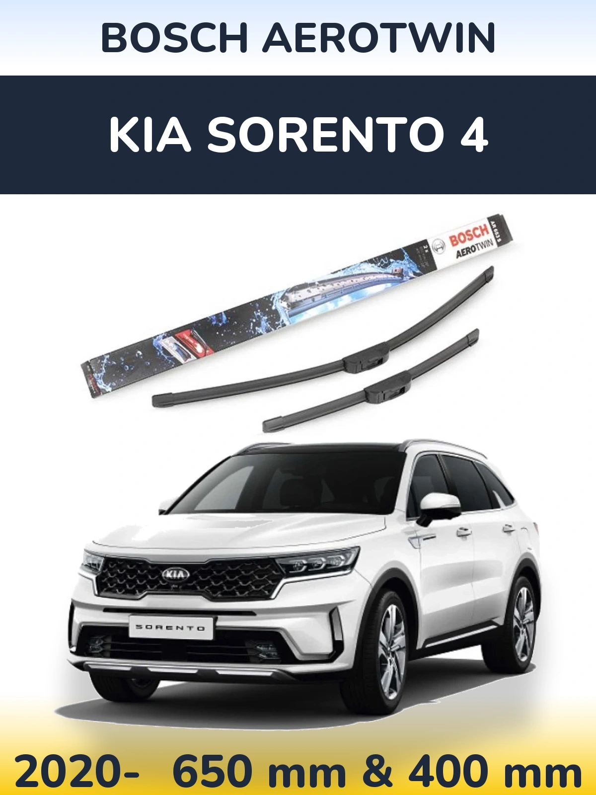 Komplet przednich wycieraczek BOSCH AeroTwin 650 & 400 mm do KIA Sorento 4 2020-2026