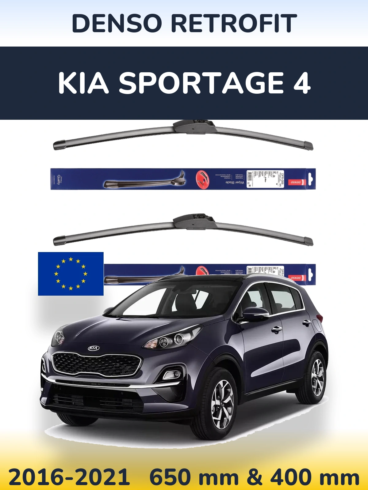 Комплект передних дворников Denso Retrofit 650 & 400 мм для KIA Sportage 4 2016-2021