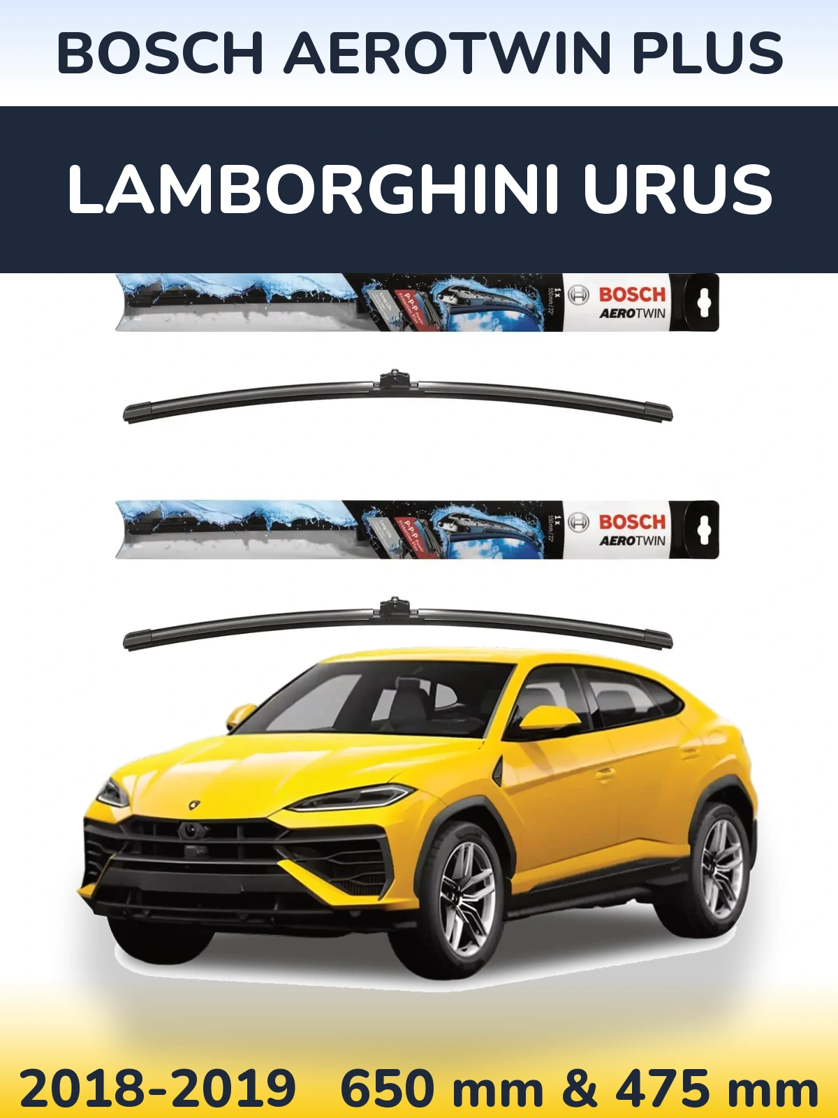 Komplet przednich wycieraczek BOSCH AeroTwin Plus 650 & 475 mm do Lamborghini Urus 2018-2019