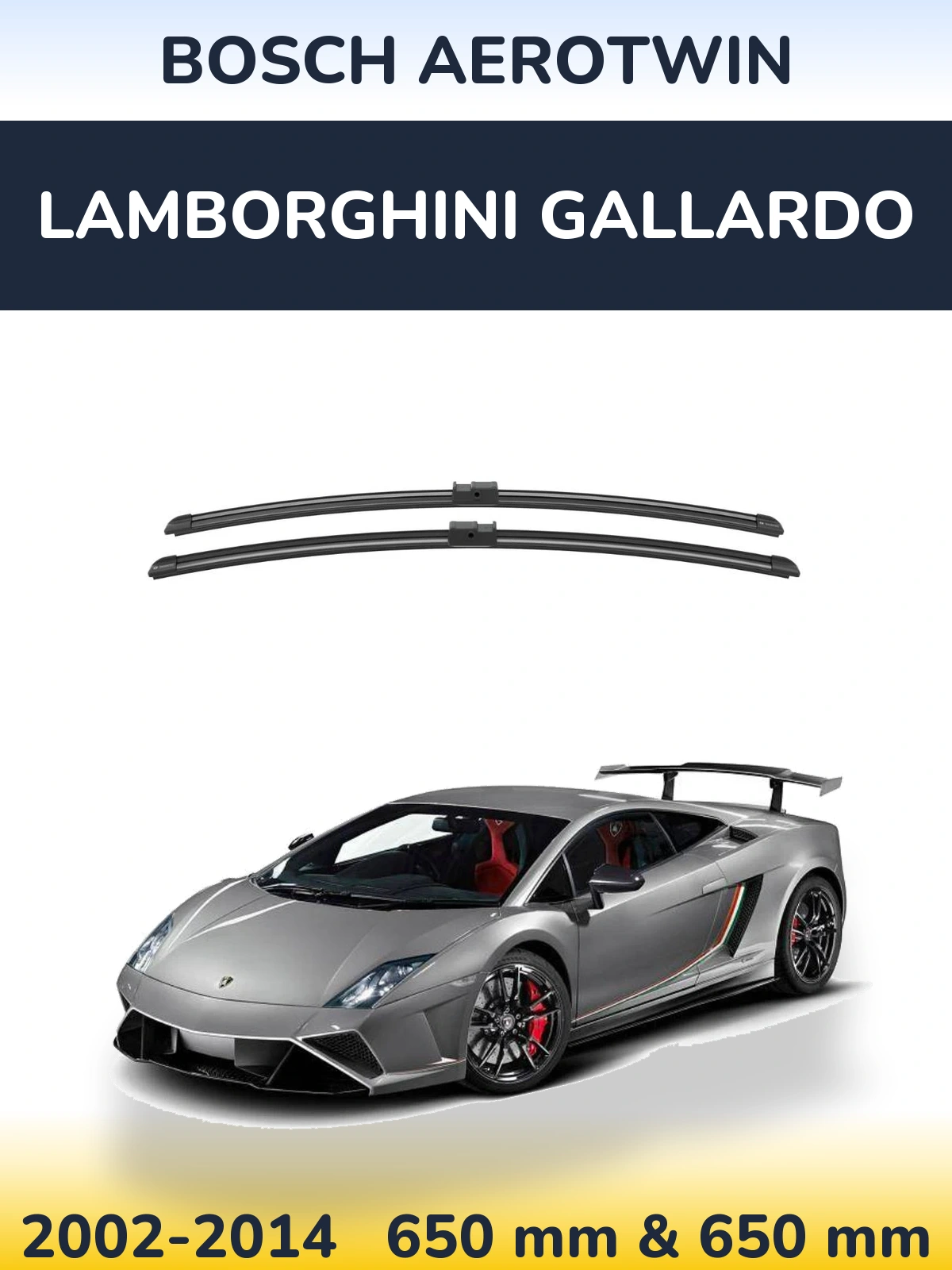 Front wiper blade set BOSCH AeroTwin 650 & 650 mm for Lamborghini Gallardo 2002-2014